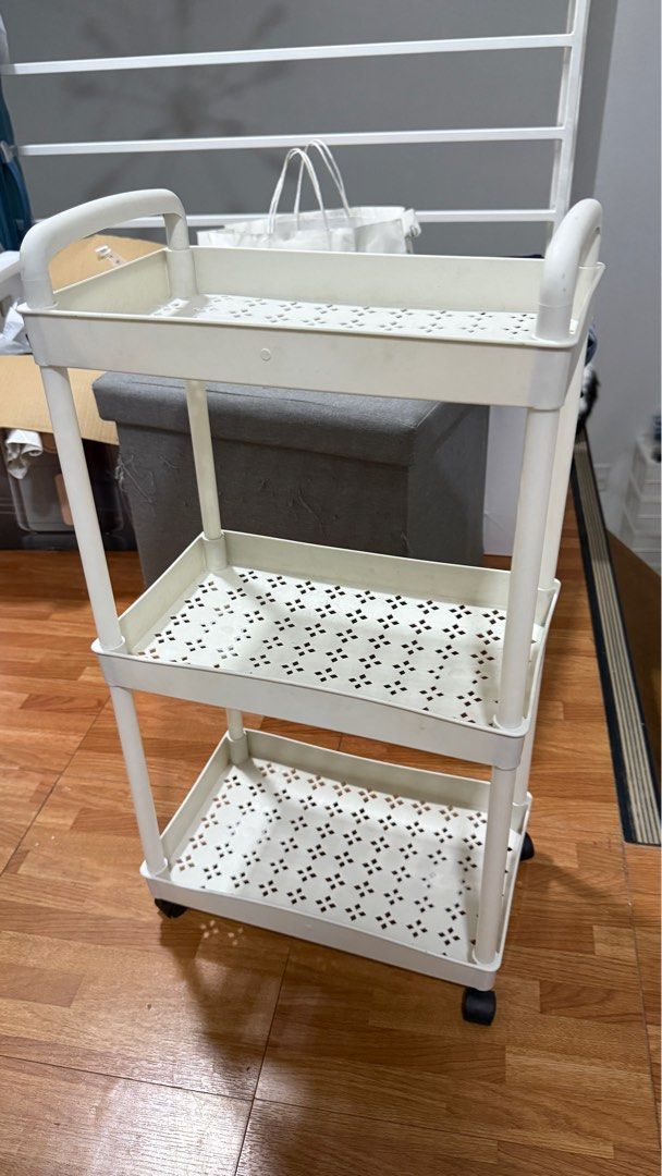 Three-Layer Trolley Cart Organizer Storage Shelf Moving Rack With Wheels (Category: Storage Boxes & Baskets) located in Mandaluyong City. Submitted by submaraine (Listing ID 1417598827, Image 3). Description: Don’t expect much but this is very functional. RFS: Decluttering & transferring rooms Buyer will shoulder the shipping fees..