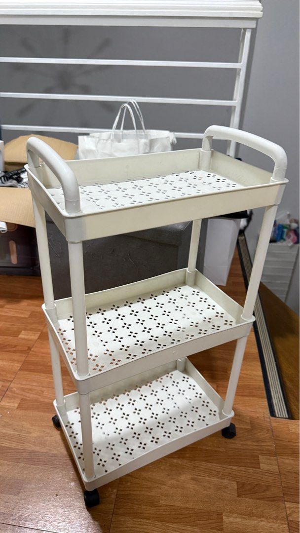 Three-Layer Trolley Cart Organizer Storage Shelf Moving Rack With Wheels (Category: Storage Boxes & Baskets) located in Mandaluyong City. Submitted by submaraine (Listing ID 1417598827, Image 1). Description: Don’t expect much but this is very functional. RFS: Decluttering & transferring rooms Buyer will shoulder the shipping fees..