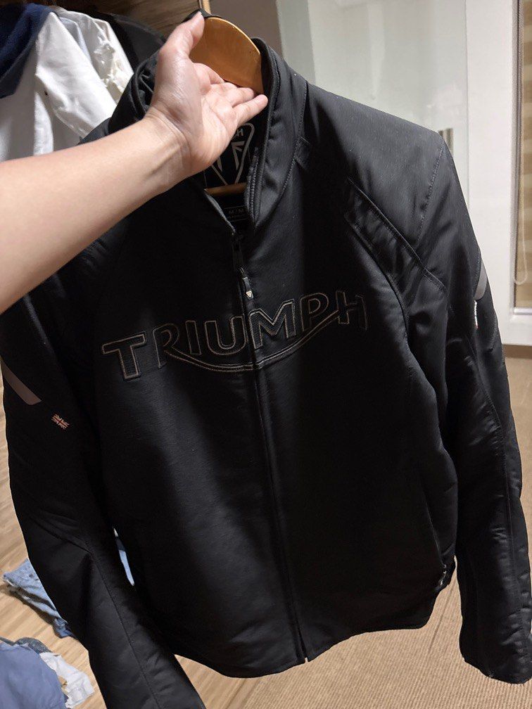 Triumph Motorcycle Jacket (Category: Coats, Jackets and Outerwear) located in Las Pinas. Submitted by judith012523 (Listing ID 1400304451, Image 2). Description: Triumph Riding Jacket for Men Size Medium One time lang nasuot Rfs : binenta na mutor.