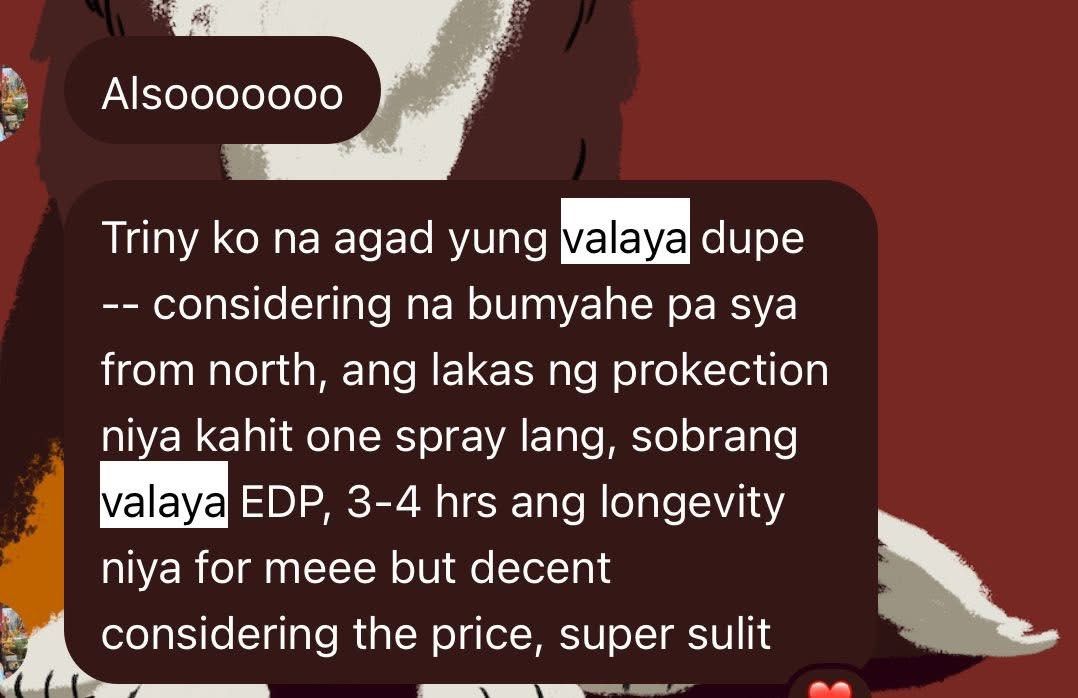 Valaya dupe 100ml Middle east perfume (Category: Fragrance & Deodorants) located in San Carlos. Submitted by dannamislang (Listing ID 1417562912, Image 3). Description: 100pcs avail.
