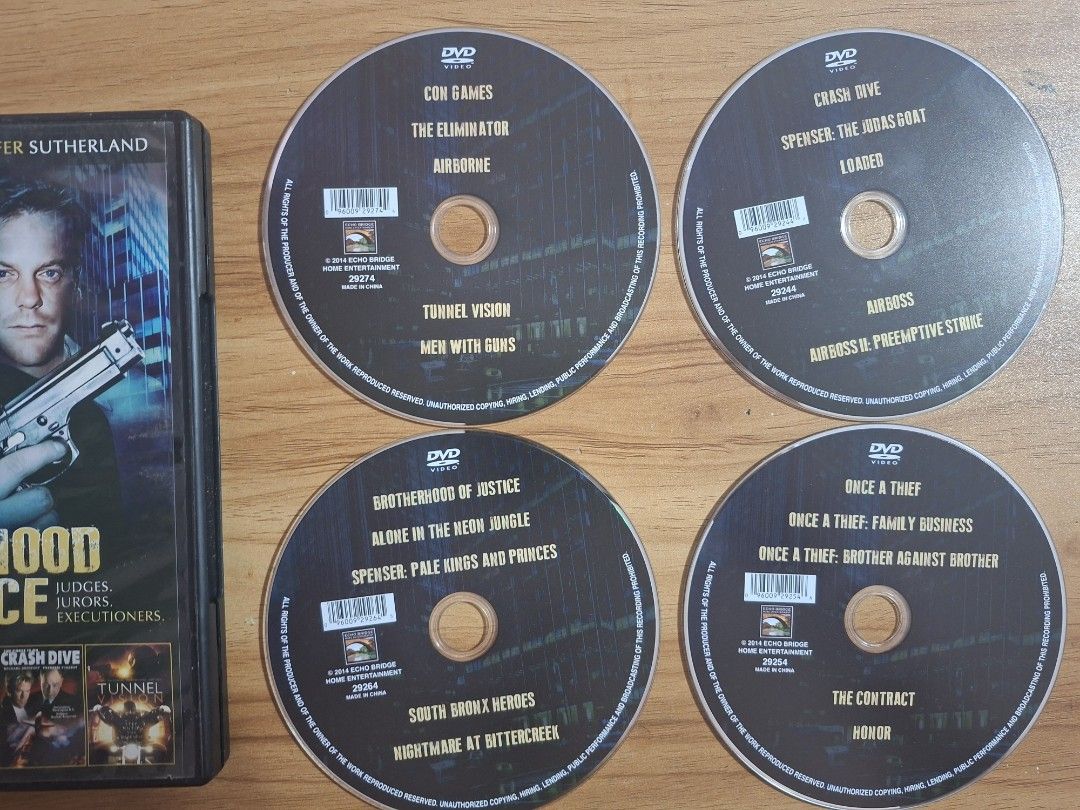 20 Movies DVD Set (Category: CDs & DVDs) located in Kabankalan. Submitted by Videoshop.ph (Listing ID 1417747193, Image 3). Description: - 20 movies on 4 DVDs - Includes "Brotherhood of Justice", "Con Games", "Airboss", and "Once a Thief" - Starring Keanu Reeves and Kiefer Sutherland - Over 28 hours of entertainment.