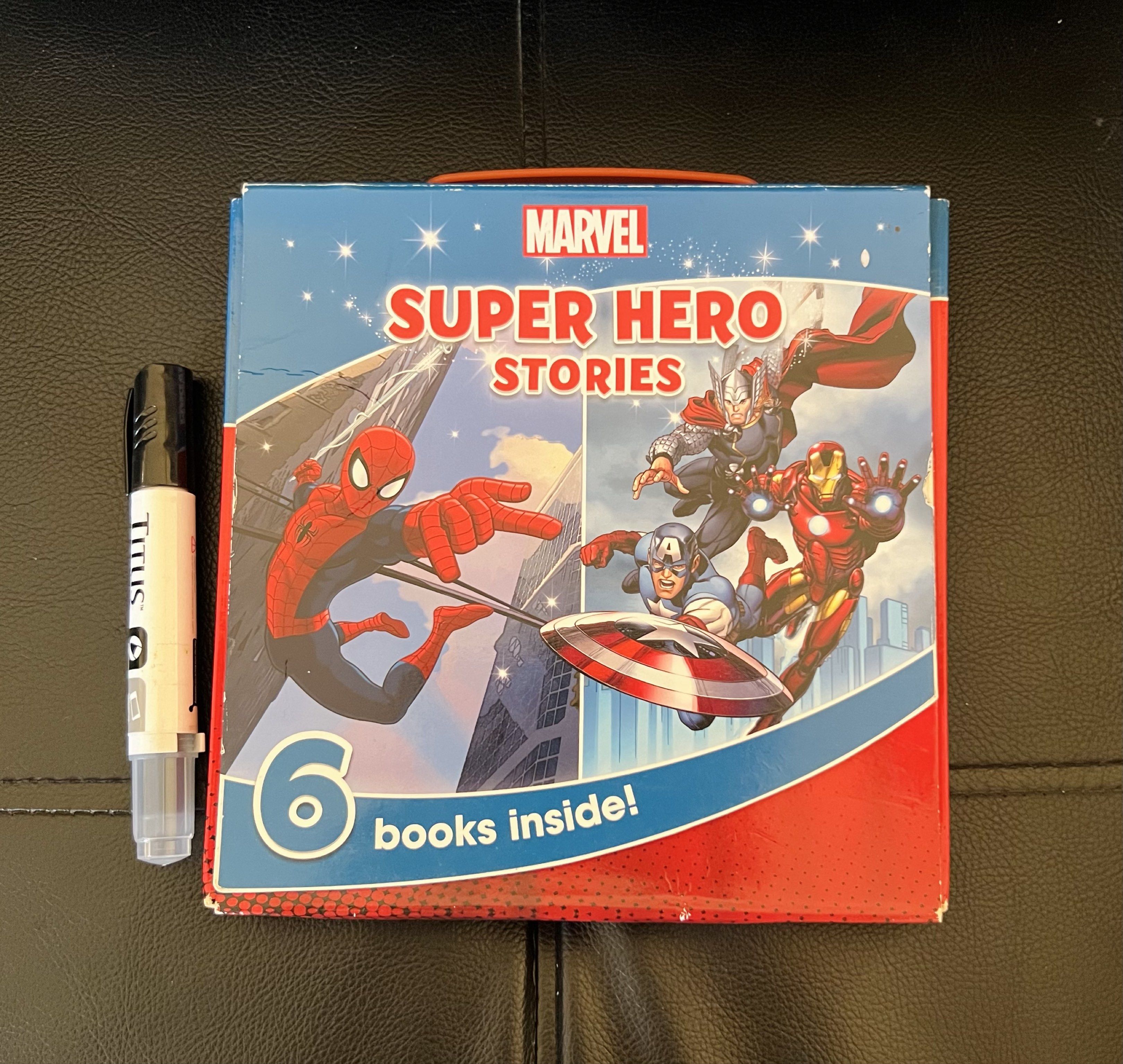 6 Books Marvel Super Hero Stories (Category: Children's Books) located in Lingayen. Submitted by jjsid (Listing ID 1417811982, Image 1). Description: Marvel Super Hero Stories Like New condition, never been used complete set (6 books included; no tears, no creases) box has some little dents due to storage but doesnt affect the books *marker is placed for reference.