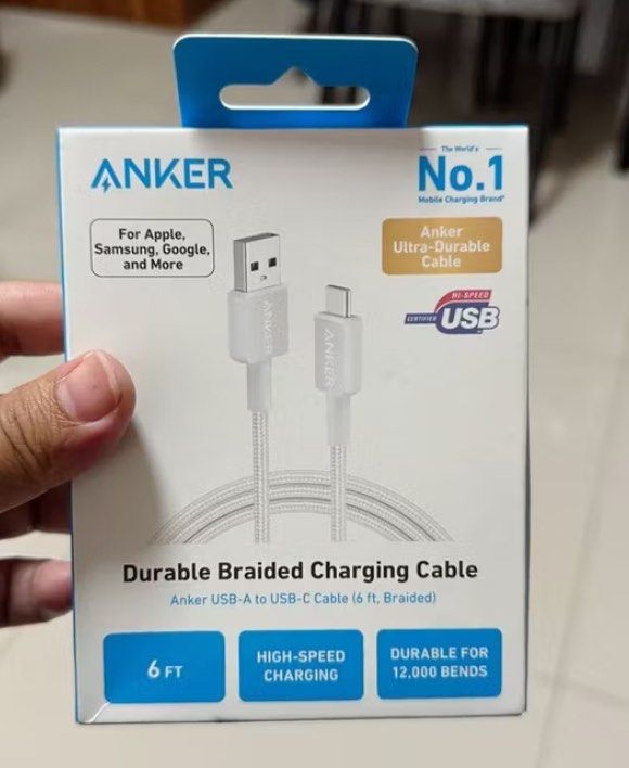 Anker 322 USB-A to USB-C Cable 3A Fast Charging Cable (Braided) (Category: Chargers & Cables) located in Pasig City. Submitted by safemountain_a7670e (Listing ID 1417633821, Image 1). Description: Anker 322 USB-A to USB-C Cable 3A Fast Charging Cable (Braided) Color: Black Price: 199 Same day delivery- shipping via Lalamove, JNt, LBC and Grab Free shipping if 2 pcs bibilhin via JNT only. Meet up by schedule in Megamall, Shangrila Mall Shaw, Pasig