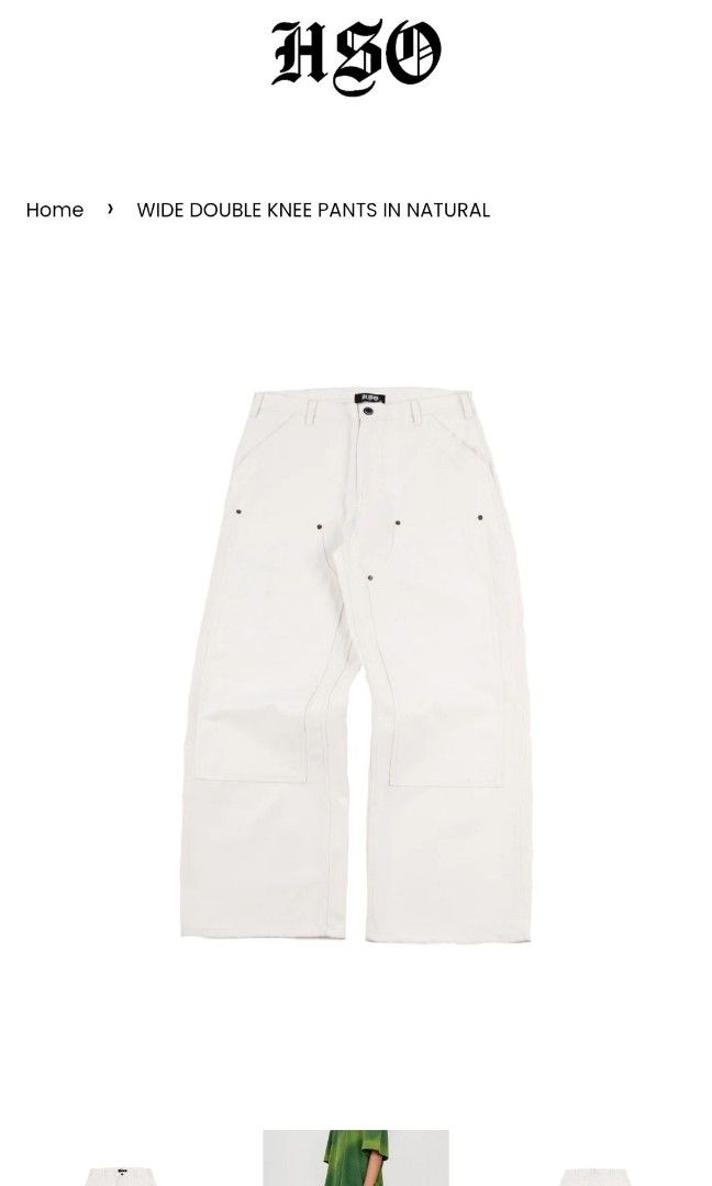 HSO BAGGY Wide Double Knee Pants (Category: Jeans) located in Manila. Submitted by danielder03369 (Listing ID 1417756176, Image 3). Description: White Baggy Pants Used 1-2x only, clean 10/10 condition Size M 32" Waist Made by HSO RFS: Decluttering MOP: Gcash, Jnt or Lalamove. Meetups if near Marikina.