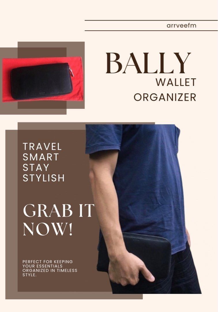 Bally Wallet Organizer (Category: Luxury Bags & Wallets) located in Marikina City. Submitted by dongv70 (Listing ID 1417664466, Image 1). Description: Travel smart. Stay stylish. Own this authentic Bally Travel Organizer Clutch Wallet—sleek, spacious, and designed for those who appreciate luxury on the go. Used but still in good condition, it’s perfect for keeping your essentials organized in timeless style. Php 4,950.00 ONLY (fixed price, shippi