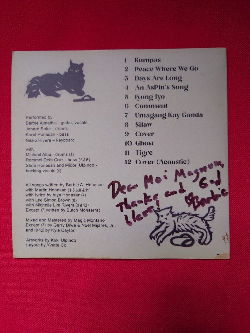 Barbie Almalbis - Scenes From Inside CD [Signed] (Category: CDs & DVDs) located in Muntinlupa City. Submitted by moimagnum (Listing ID 1417671462, Image 2). Description: - Signed by Barbie Almalbis - never played CD/mint condition + shipping fee (buyer) thru J&T Express Payment thru GCash.