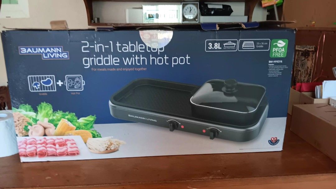 Baumann Living 2-in-1 Tabletop Griddle with Hot Pot (Category: Cookware & Accessories) located in Mangaldan. Submitted by est18 (Listing ID 1417654555, Image 1). Description: good as new.