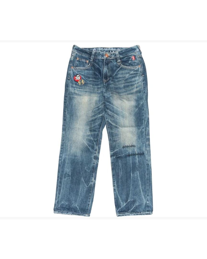 BIG TRAIN Japanese denim eagle embroidery (NEGO) (Category: Jeans) located in Manila. Submitted by allnprd (Listing ID 1417789497, Image 2). Description: Can ship ONLY ON SUNDAYS AND MONDAYS (busy during weekdays) payment first via gcash NEGOTIABLE No refunds. Actual Measurements (in inches) Waist - 33 Length - 41 Thigh - 10 Hem - 8.