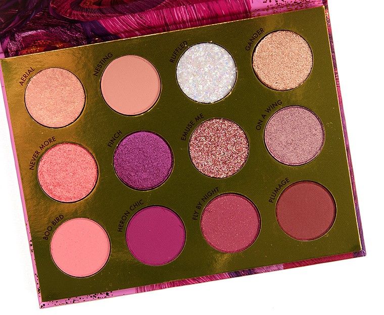 ColourPop Bye Bye Birdie Eyeshadow Palette (Category: Makeup) located in Santa Rosa. Submitted by BerrieBlossom (Listing ID 1417766727, Image 2). Description: ColourPop eyeshadow palette features a beautiful array of shades perfect for creating stunning eye looks. It includes a variety of colors, from soft neutrals to vibrant pinks and purples, with both matte and shimmer finishes. The palette is designed with a feathered theme, making it a styli