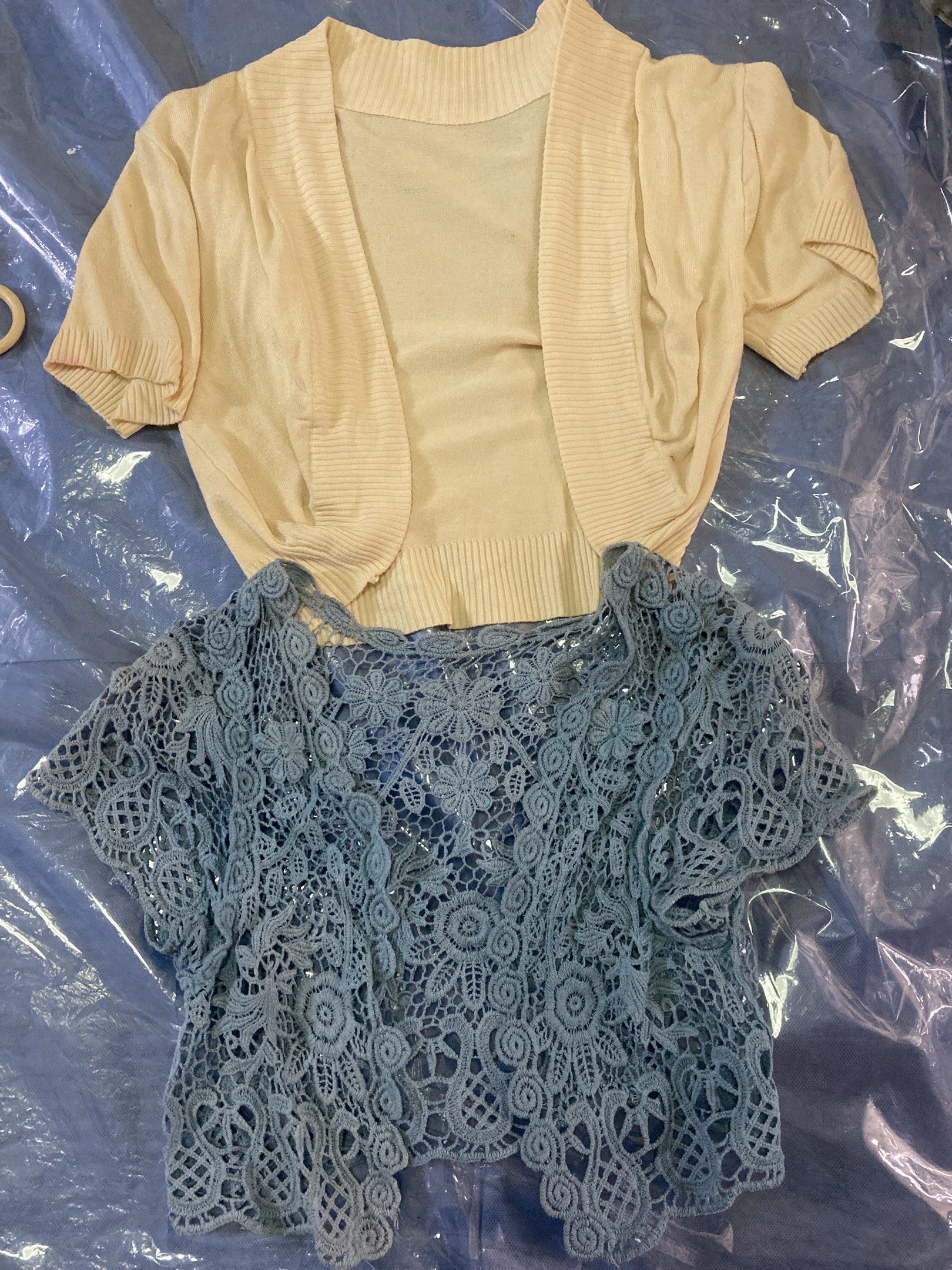 Cream and Blue Crochet Boleros (Category: Others Tops) located in Caloocan City. Submitted by canne1991 (Listing ID 1417651517, Image 1). Description: Bundle for sale Crochet blue bolero.