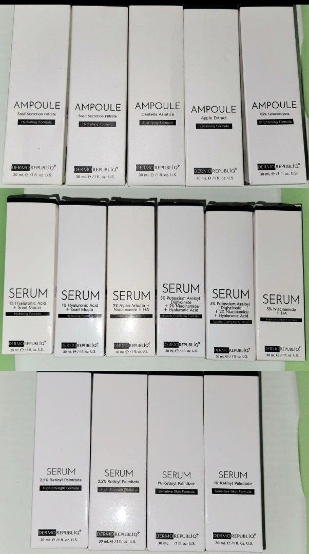Dermorepubliq Retinyl Palmitate Serum (Category: Face Care) located in Pasay City. Submitted by cindyssssss (Listing ID 1417777568, Image 3). Description: - all authentic - used once to thrice or brandnew - 199 pesos each - pasay city - can do meet up LRT EDSA station or jnt / lalamove.