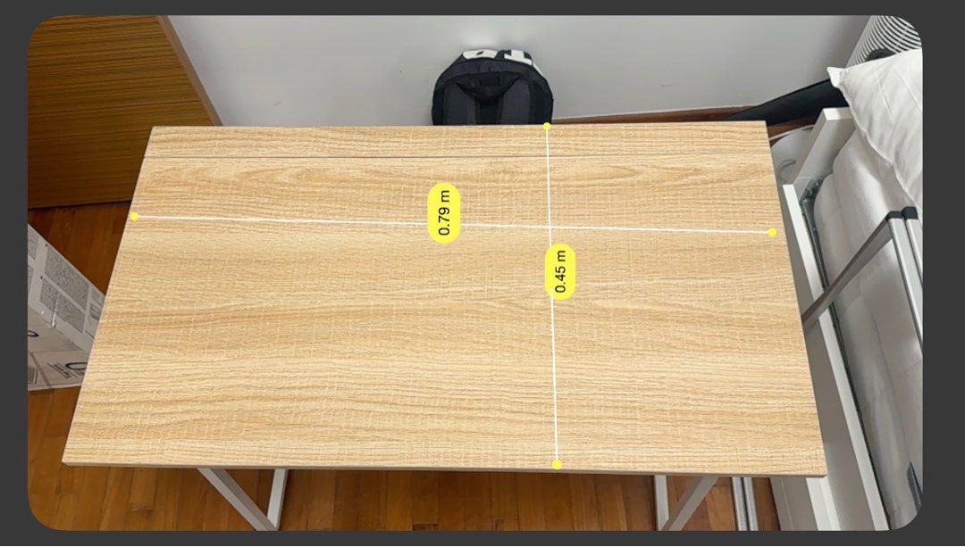 Foldable table (Category: Tables & Sets) located in Singapore. Submitted by vigneshvenkatesh (Listing ID 1417786937, Image 2). Description: - Foldable study table - Sturdy white metal frame - Open size: 79cm x 45cm.