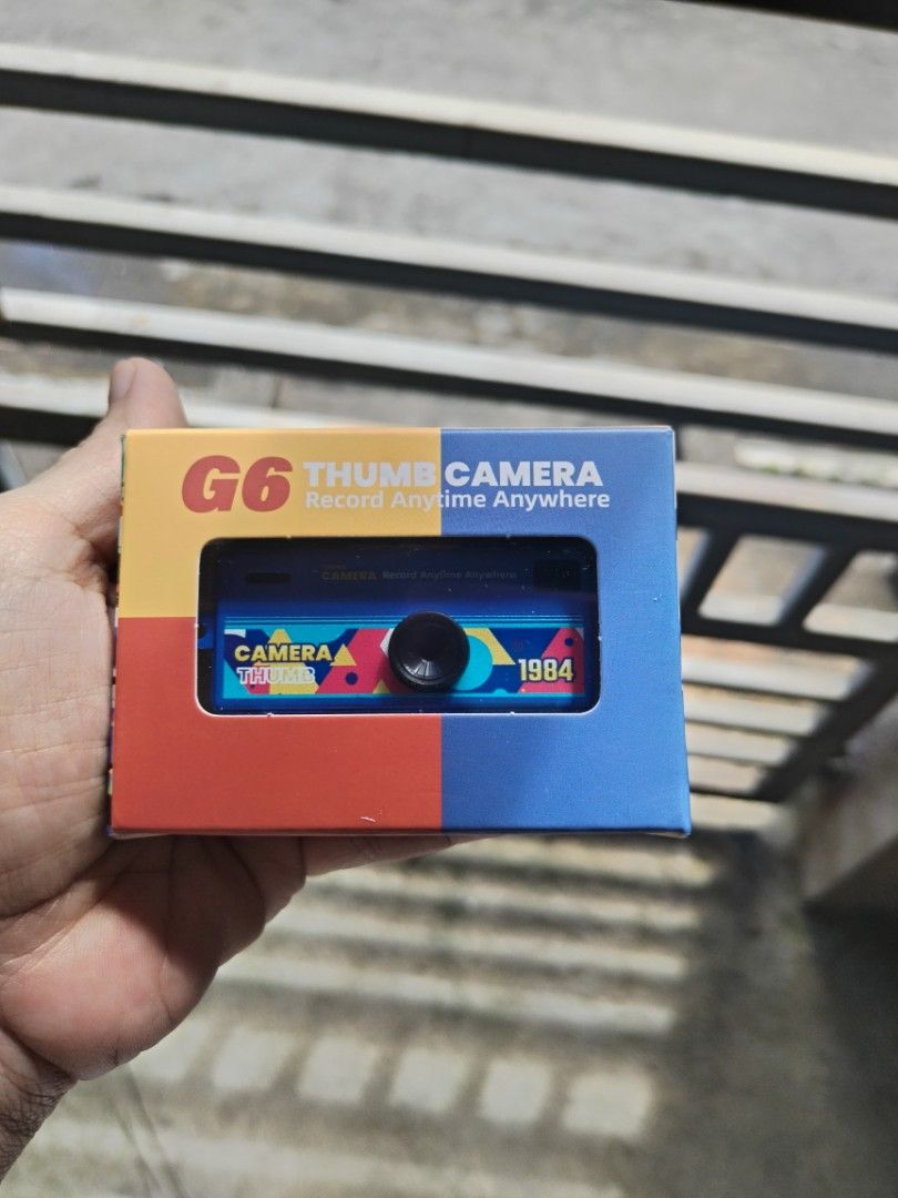 G6 Thumb Camera (Category: Cameras) located in Taguig. Submitted by ckloved (Listing ID 1417627526, Image 2). Description: - Compact G6 Thumb Camera - Designed for on-the-go recording - Small and portable - Brand new in original packaging - Colorful box with clear window.