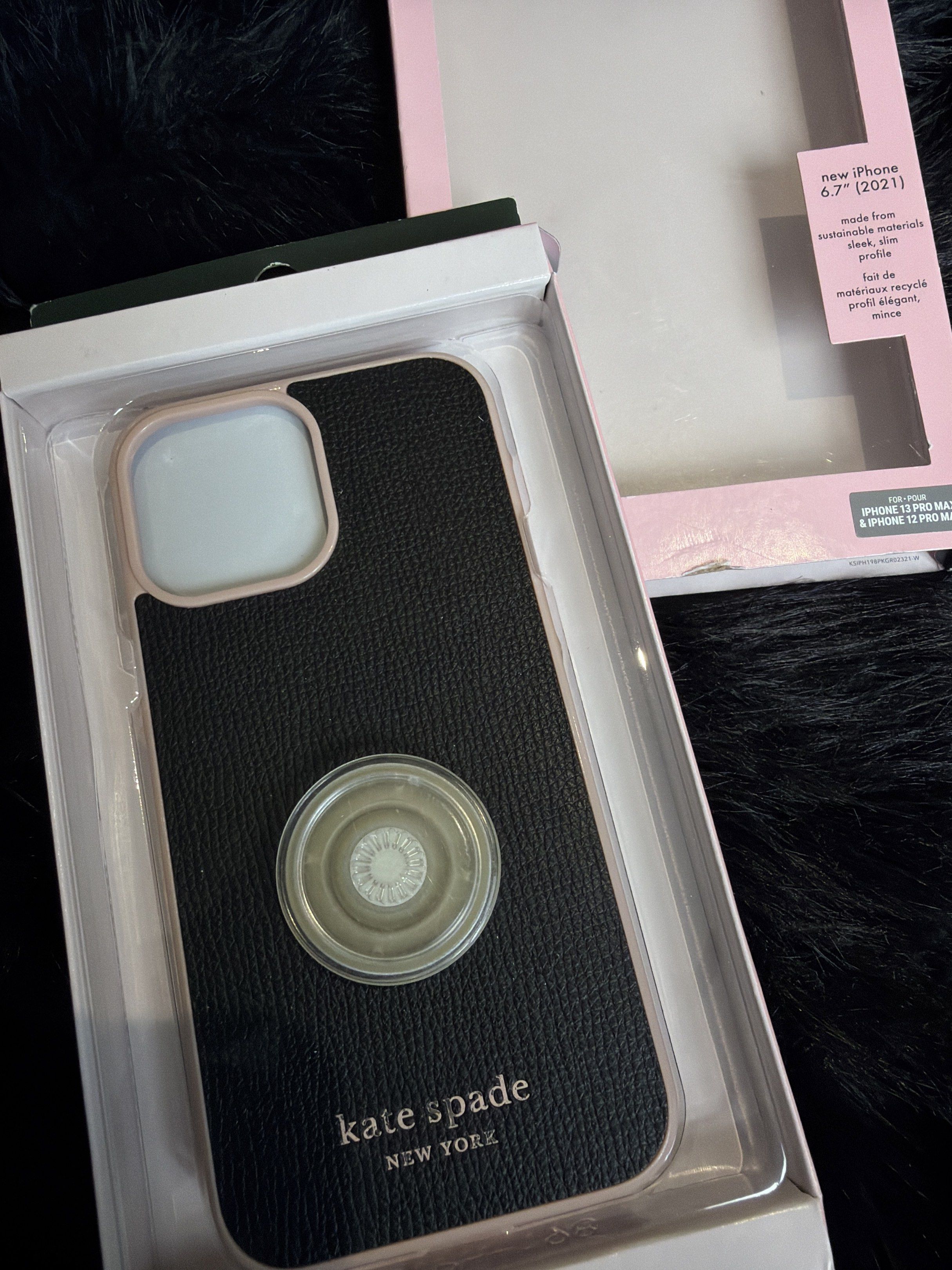 Kate spade iphone 13 pro max (Category: Cases & Sleeves) located in Quezon City. Submitted by LovedByAna_ (Listing ID 1417653873, Image 2). Description: - Kate Spade iPhone 15 Pro Max case - Stylish black design - with attached popsocket already - Designed for protection and style.