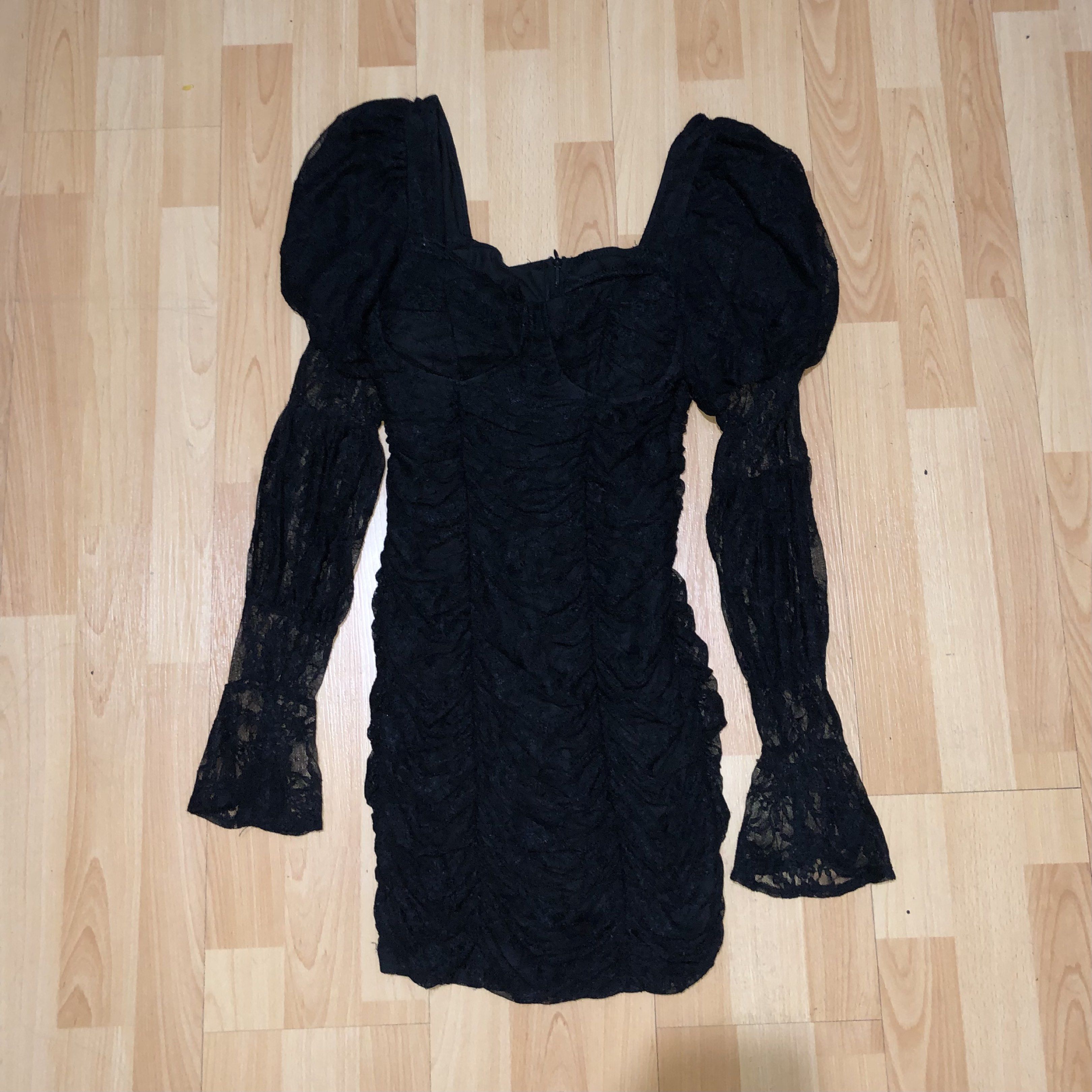 Lace Gothic Mini Dress (Category: Dresses) located in Manila. Submitted by aehls (Listing ID 1417635696, Image 2). Description: ⋆ width 28 ⋆ waist 26 stretchable to 32 ⋆ sleeves 34 ⋆ length 33 ❦ mine @ 349 PHP note ! color may vary due to lighting.