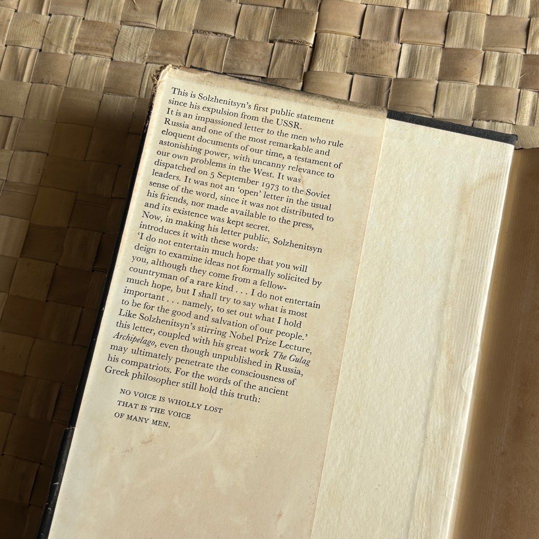 Letter to Soviet Leaders by A. Solzhenitsyn (Category: Storybooks) located in Quezon City. Submitted by thevanitybookshop (Listing ID 1417699193, Image 2). Description: .