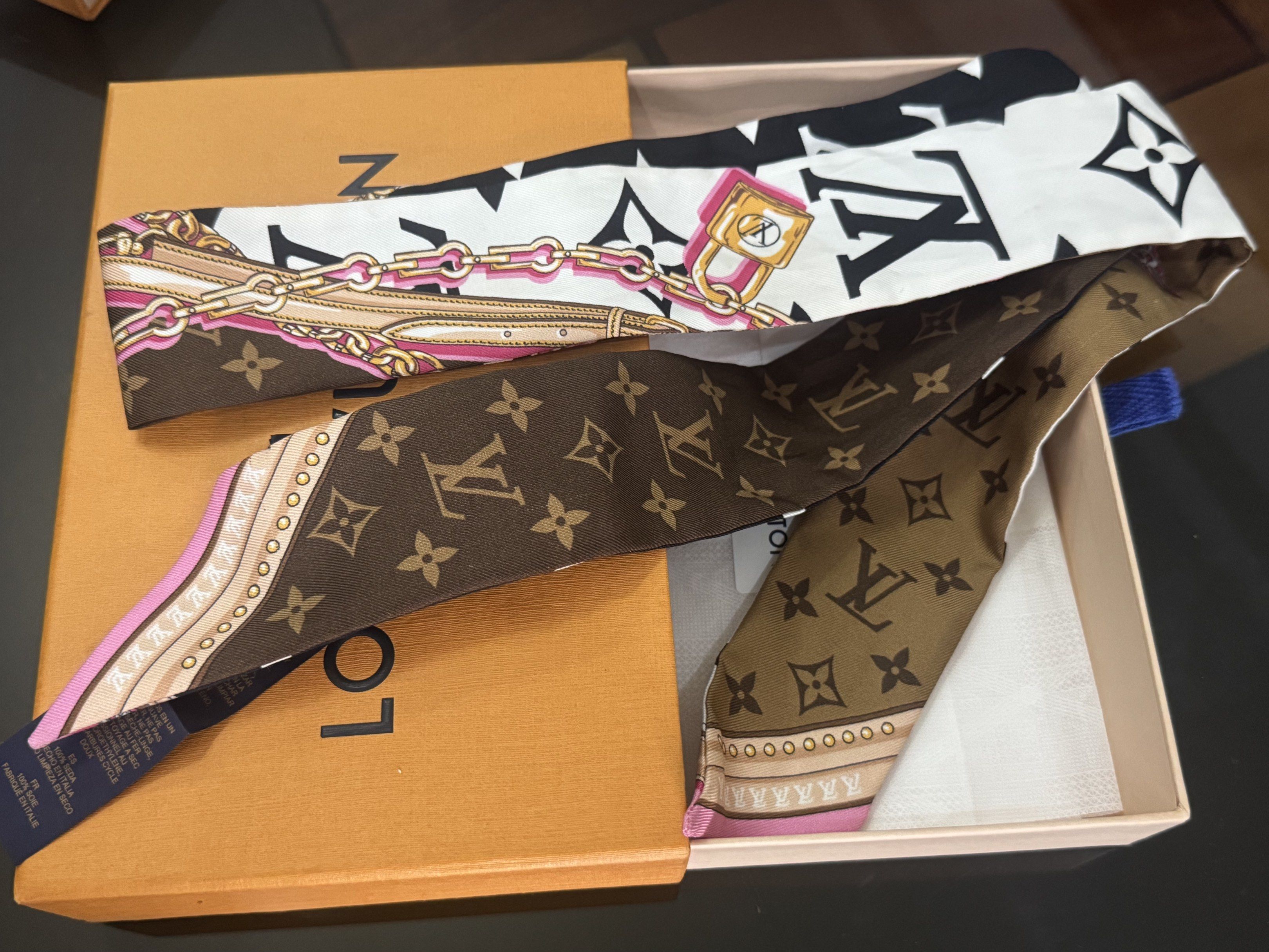 Rush!!! Louis Vuitton Silk Ultimate Monogram BB Bandeau (Category: Other Accessories) located in Taytay. Submitted by becha1 (Listing ID 1417605266, Image 2). Description: Good as new. Comes with box.