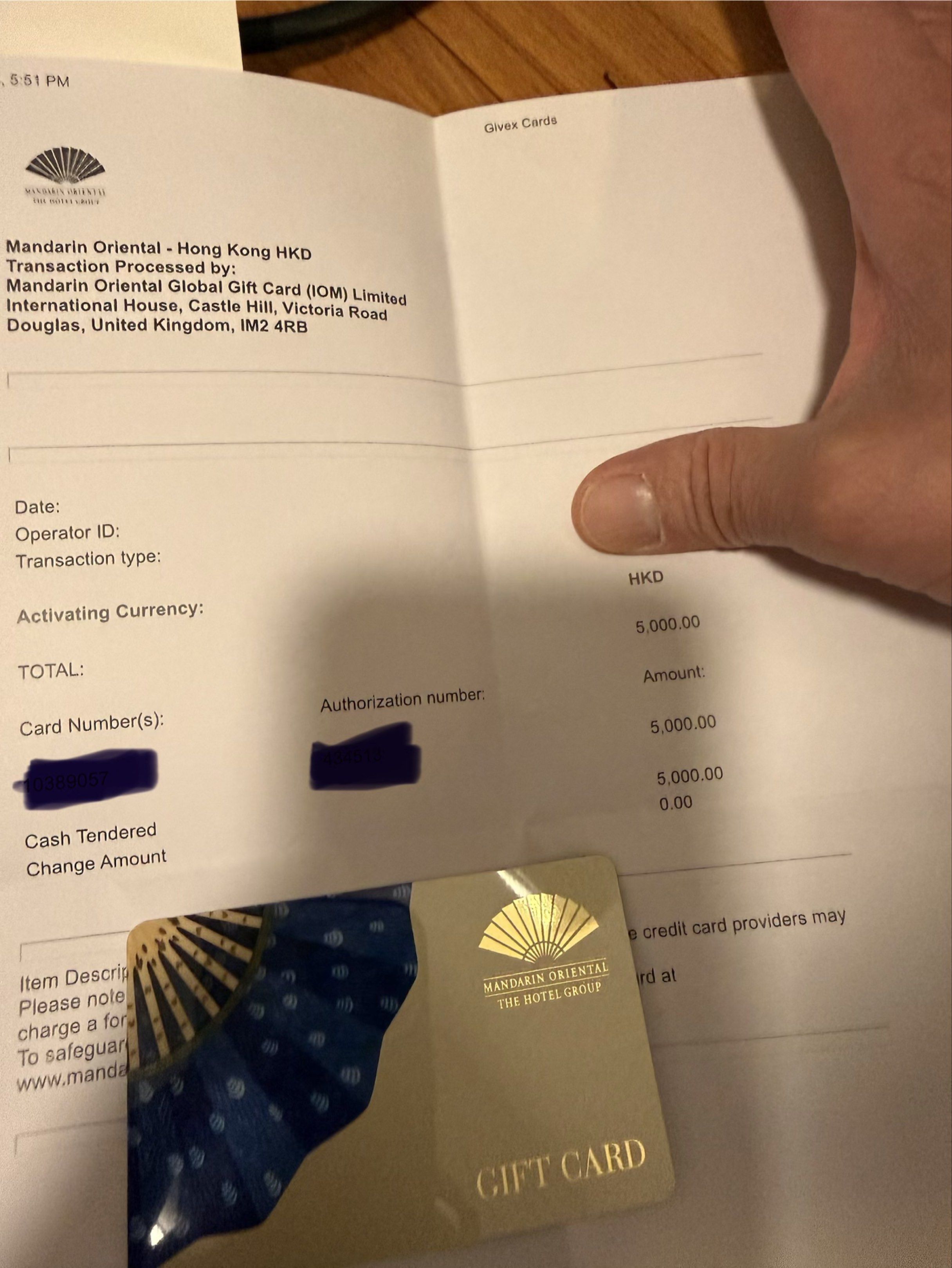 Mandarin Oriental 禮品卡HKD5000, 門票＆禮券, 禮品卡、印花- Carousell