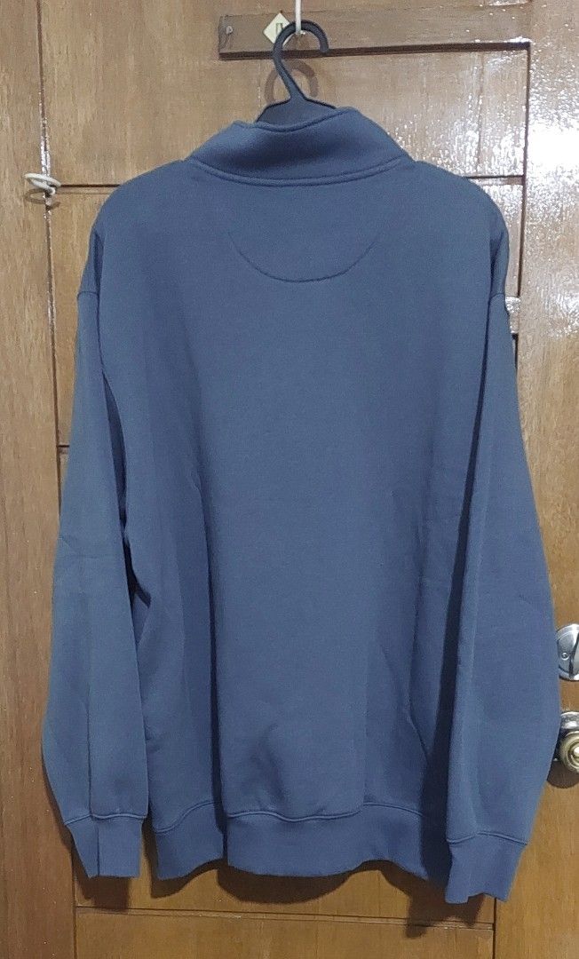 MUJI Half Zip Sweatshirt - XL (Category: Coats, Jackets and Outerwear) located in Manila. Submitted by as_declutter (Listing ID 1417755347, Image 2). Description: - MUJI half-zip sweatshirt - Color: Smoky Blue - Size: XL (Mens size) - Fabric: Comfortable, light brushed sweatshirt material - Features: Half zip, high collar - Condition: New with tags - Original Price: 188 HKD - bought from Macau RFS: bought it as a gift but receiver did not like it