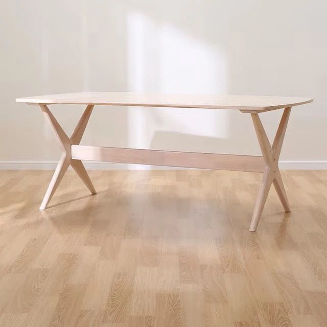 Nitori LD Dining Table / Desk (Category: Tables & Sets) located in Quezon City. Submitted by nuevoviejo (Listing ID 1417604878, Image 2). Description: - Nitori dining table - Light wood finish - Unique X-shaped leg design - Rectangular top with rounded corners - Spacious size - Tabletop shows signs of usage -Needs cleaning SRP P 14,990.