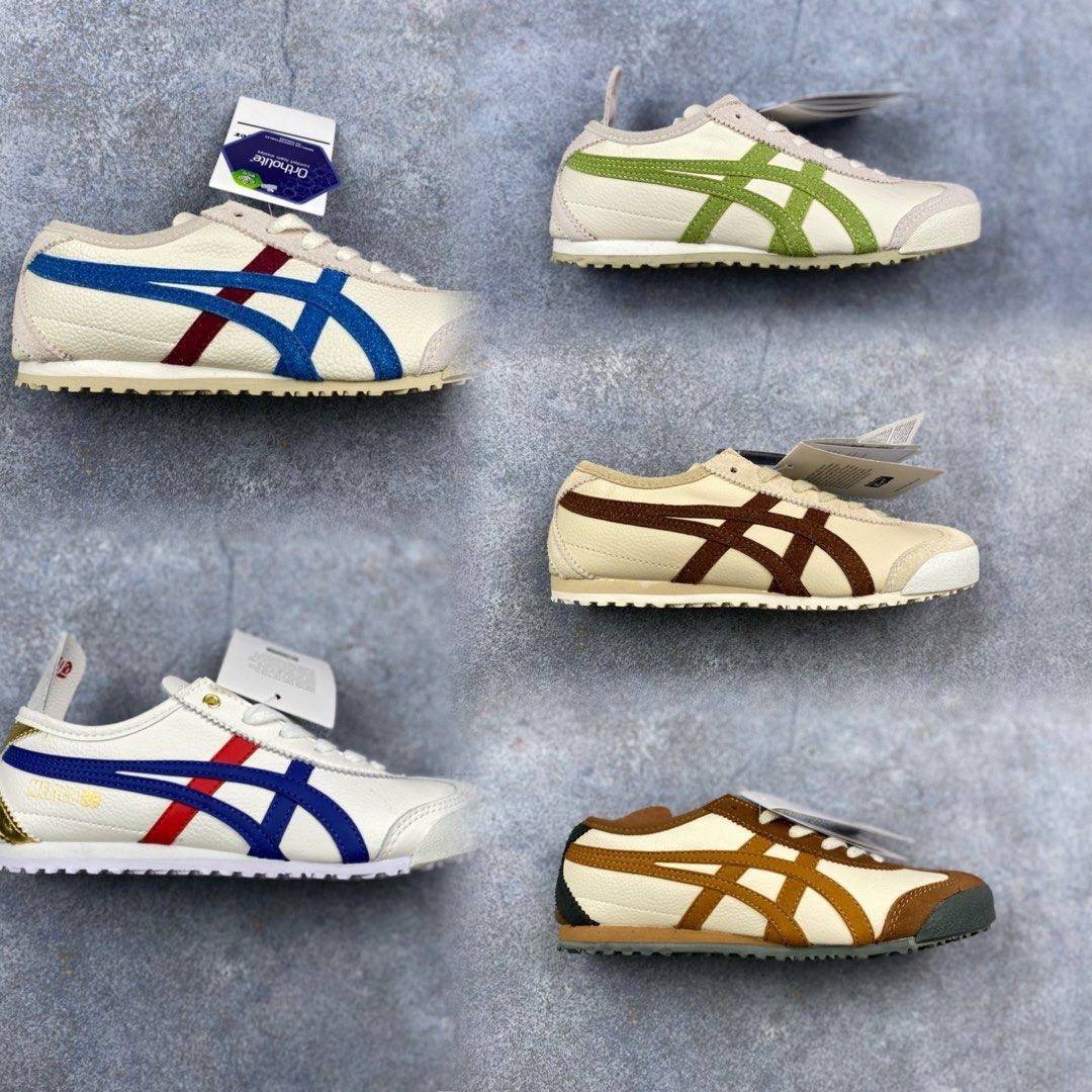 Onitsuka Tiger Mexico 66 Sneakers - Various Colors (Category: Sneakers) located in Singapore. Submitted by yup_mee (Listing ID 1417801692, Image 3). Description: Brand new Onitsuka Tiger Mexico 66 sneakers. Available in multiple colorways: cream with navy stripes, green with white, yellow with black, and beige with green. All pairs come with original tags. Perfect for adding a touch of retro style to your wardrobe..