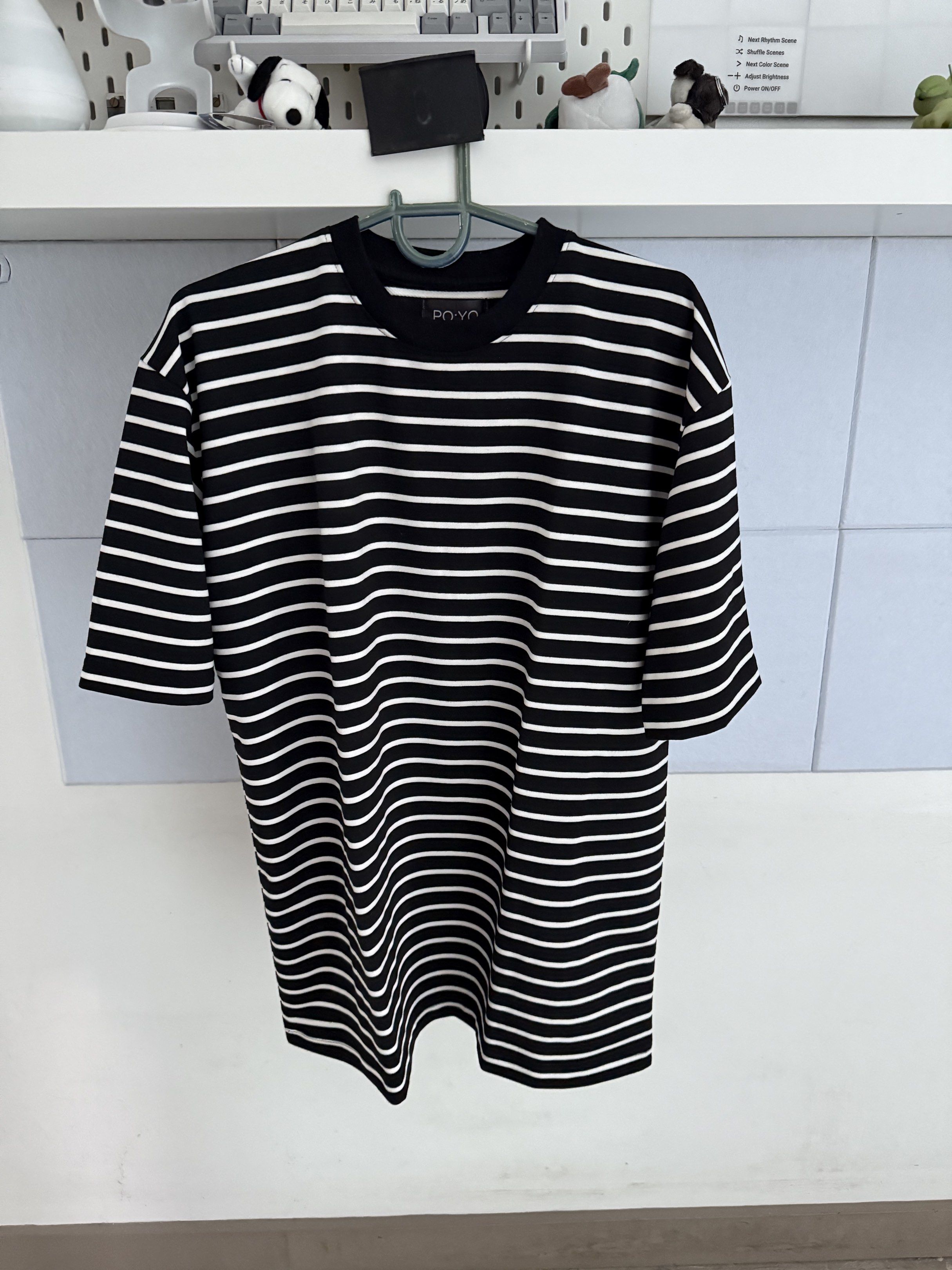 POYO Striped Oversized T-shirt (Category: Tshirts & Polo Shirts ) located in Manila. Submitted by vinro (Listing ID 1417707946, Image 1). Description: SIZE : OVERSIZED SMALL - Oversized black and white striped t-shirt - Crew neck - Short sleeves - Relaxed fit - Medium weight fabric - Ideal for casual wear.