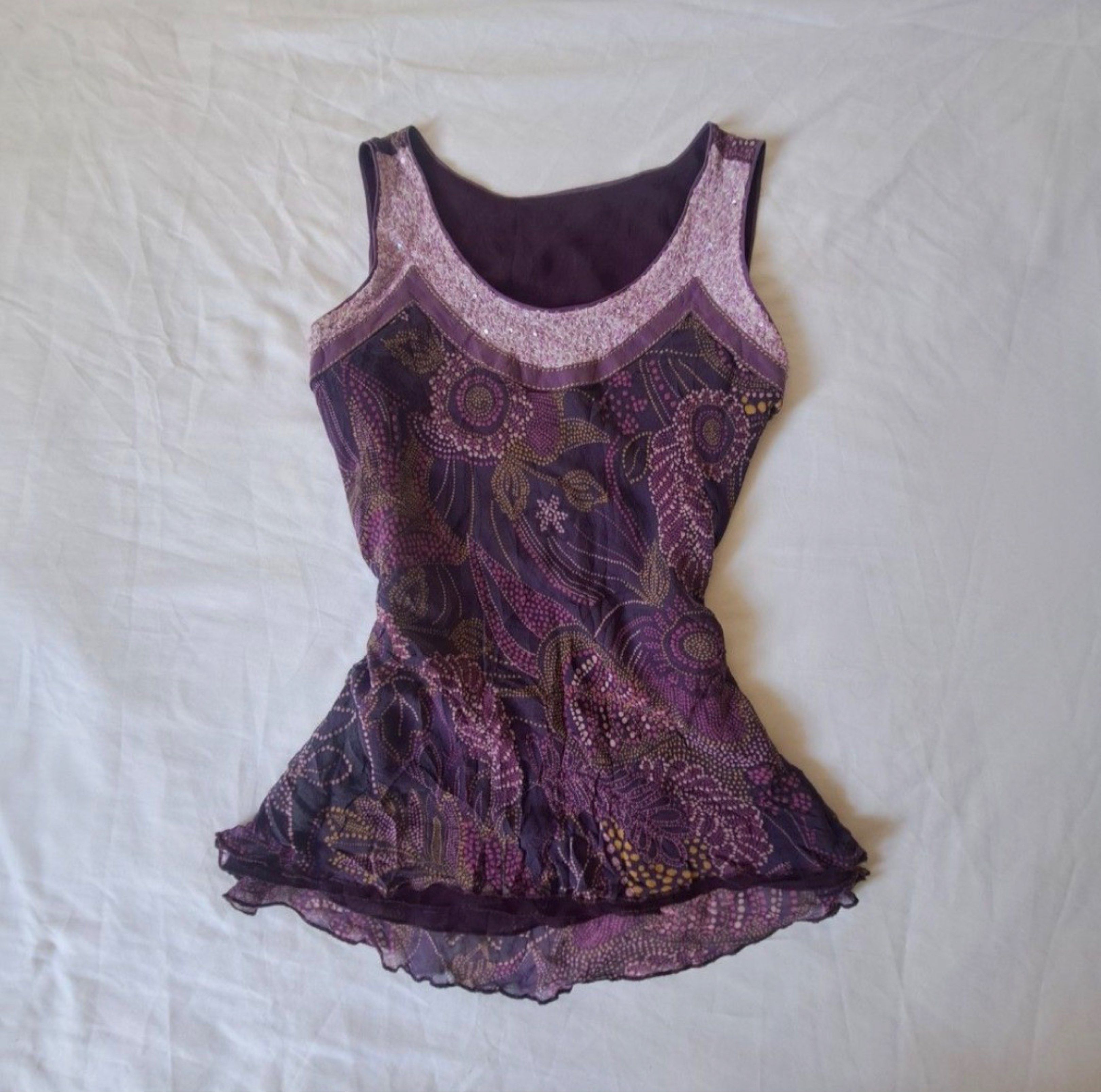 Purple Fairy Top (Category: Sleeveless) located in Manila. Submitted by milkteeth (Listing ID 1417807180, Image 1). Description: • floral, perfect for whimsy fits • layered hemline • never worn • fits S-M.