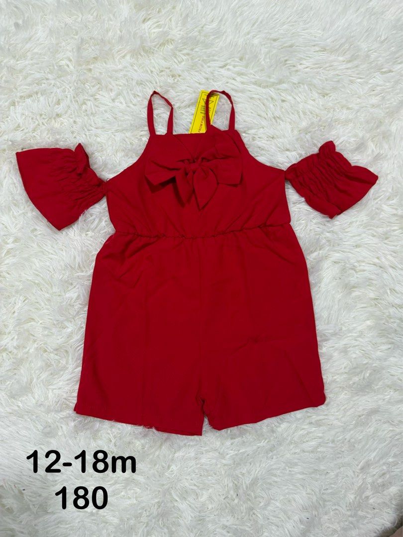 Red Romper with Bow Detail (Category: Babies & Kids Fashion) located in Cabuyao City. Submitted by affordable_love_items (Listing ID 1417805185, Image 1). Description: - Adorable red romper - Cute bow detail - Off-shoulder sleeves - Comfortable fit - Perfect for 12-18 months - Easy to pair with accessories - Stylish and comfortable.