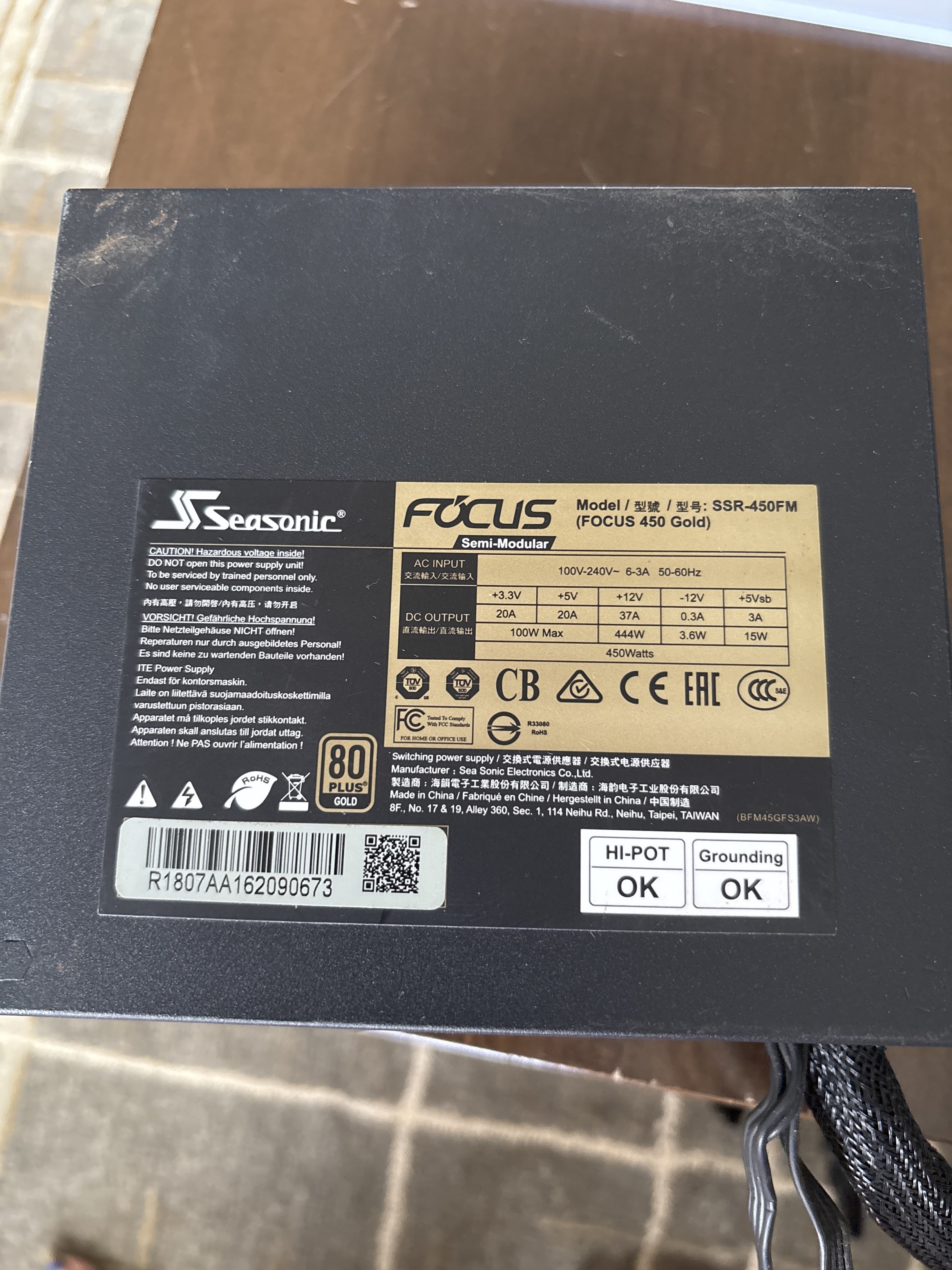 Seasonic FOCUS Gold SSR-450FM Power Supply, Computers & Tech, Parts ...