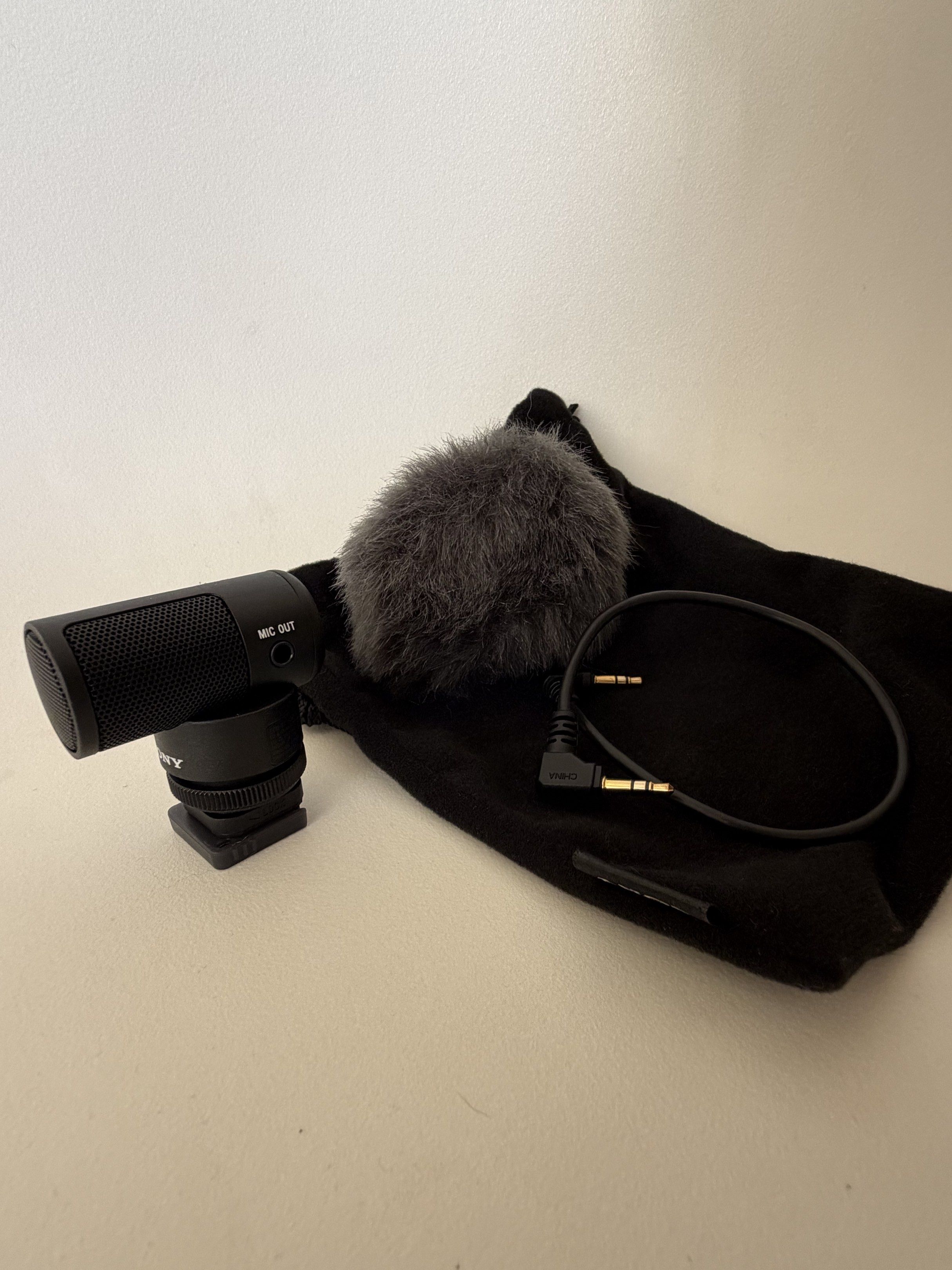 Sony ECM-G1 shotgun microphone (Category: Microphones) located in Manila. Submitted by cabjov (Listing ID 1417698587, Image 2). Description: Rarely used item (only once for travel) Mint condition Complete with box, wind muff, connecting cable, and pouch RFS: upgrading to dji Meet ups: Bgc, Mandaluyong, Pasig, Capitol commons area Delivery c/o buyer Price slightly negotiable.