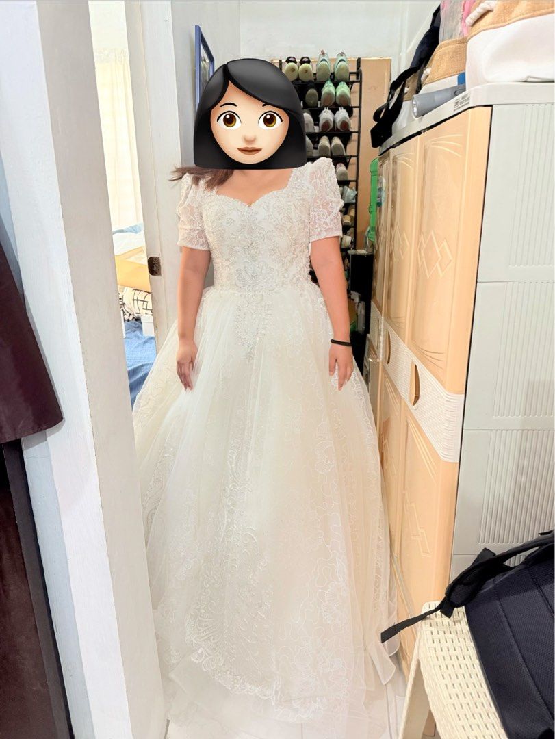 Unused Wedding Dress (Category: Evening dresses & gowns) located in General Trias. Submitted by llayneaquino (Listing ID 1417623951, Image 2). Description: Unused wedding dress as I decided on another dress for the wedding Fits XS - XL (Corset Type) Comes with Well Used Kara Zapatos Bridal Heels Size 6.