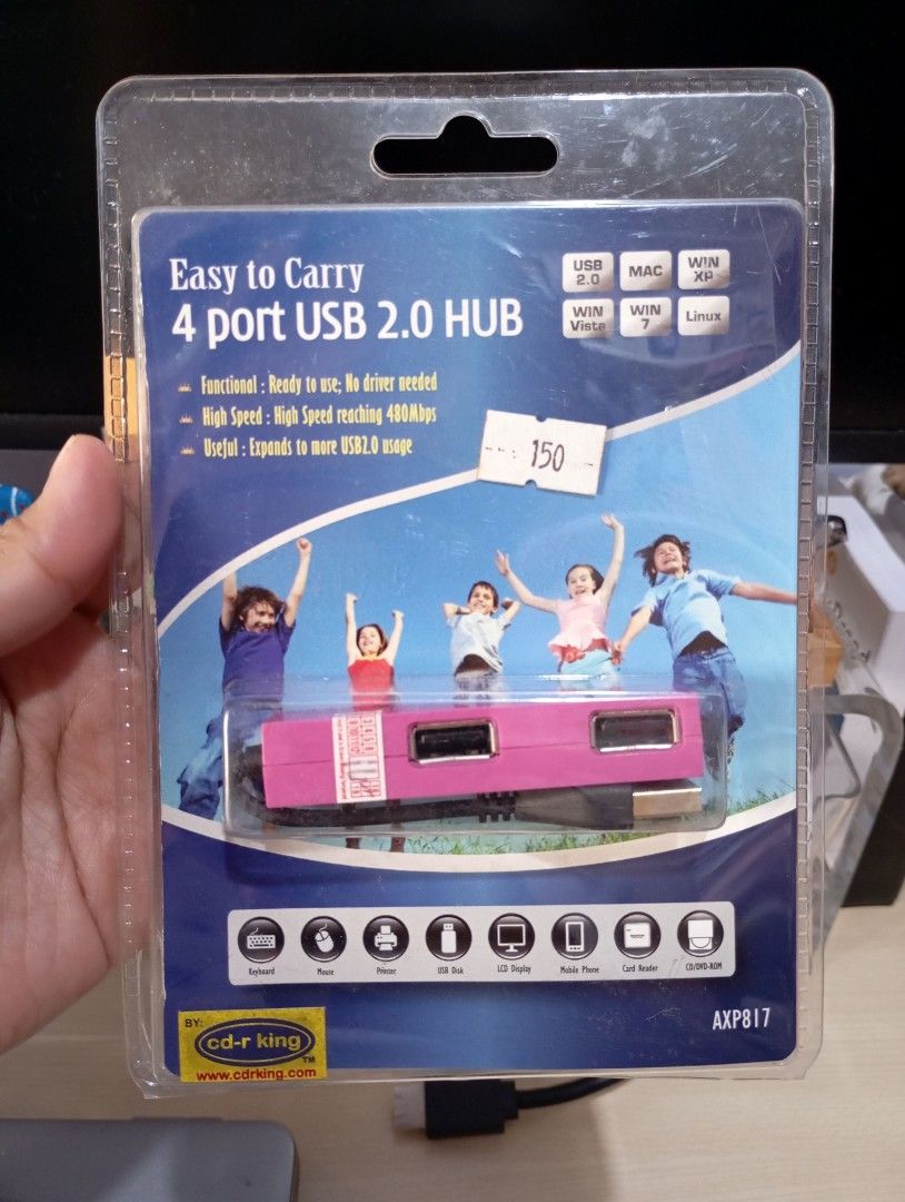 USB 2.0 Hub 4 port - Pink (Category: Hard Disks & Thumbdrives) located in Quezon City. Submitted by ana-chan (Listing ID 1417738674, Image 1). Description: 4-port USB 2.0 HUB. Easy to carry. Ready to use. No drivers needed. High-speed data transfer. Compact design. Pink color..