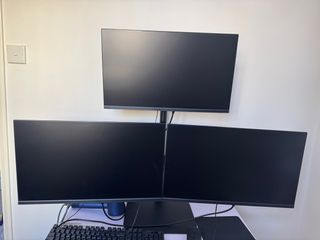 98% new, computer monitor / triple-monitor stand