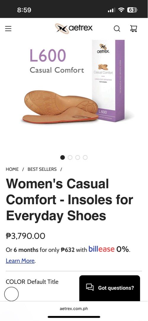 Aetrex L600 Casual Comfort Insoles Size 7 (Category: Shoe inserts) located in Quezon City. Submitted by jcfeleo (Listing ID 1417817607, Image 2). Description: - Aetrex L600 Casual Comfort Insoles - Designed for women's everyday shoes - Supports medium and high arches - Features a 30-day comfort guarantee.