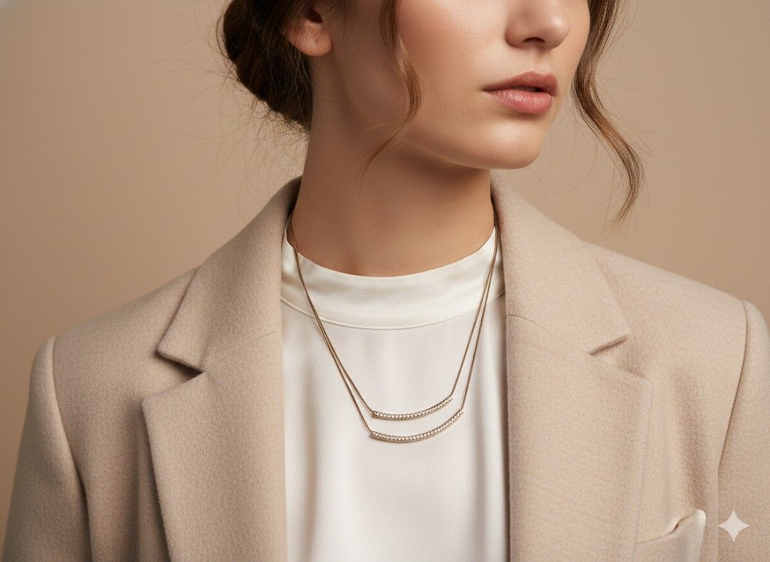 Aldo antique-gold colored necklace (Category: Necklaces) located in Quezon City. Submitted by kate_168 (Listing ID 1416078584, Image 1). Description: Aldo Necklace AI model wearing the necklace for reference (But please see the actual photos.) MOP: Gcash or Cash upon in-person pick-up Delivery: c/o buyer Location: Quezon City.