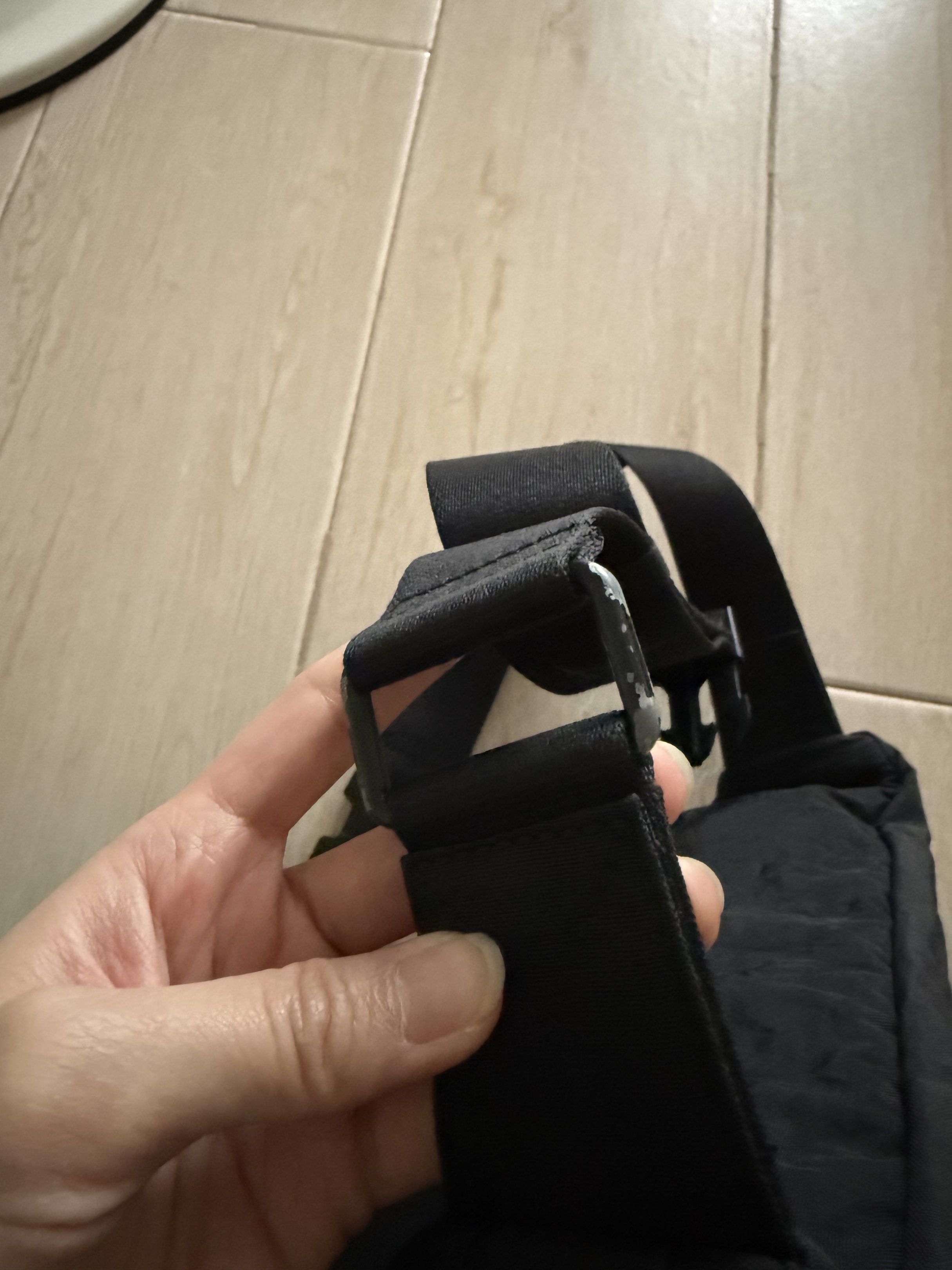 AMI Paris Black Waist Bag (Category: Luxury Bags & Wallets) located in Quezon City. Submitted by _cjbarrera (Listing ID 1417814504, Image 2). Description: AMI Bought last Feb 2024 Flaw: Please see photo. The color on the zipper handle and buckle has already faded/peeled off Still in excellent condition Lp posted Will not entertain low-ball offers 🧾Gcash, Maribank & BPI 📦Lalamove & J&T no rush shipping.