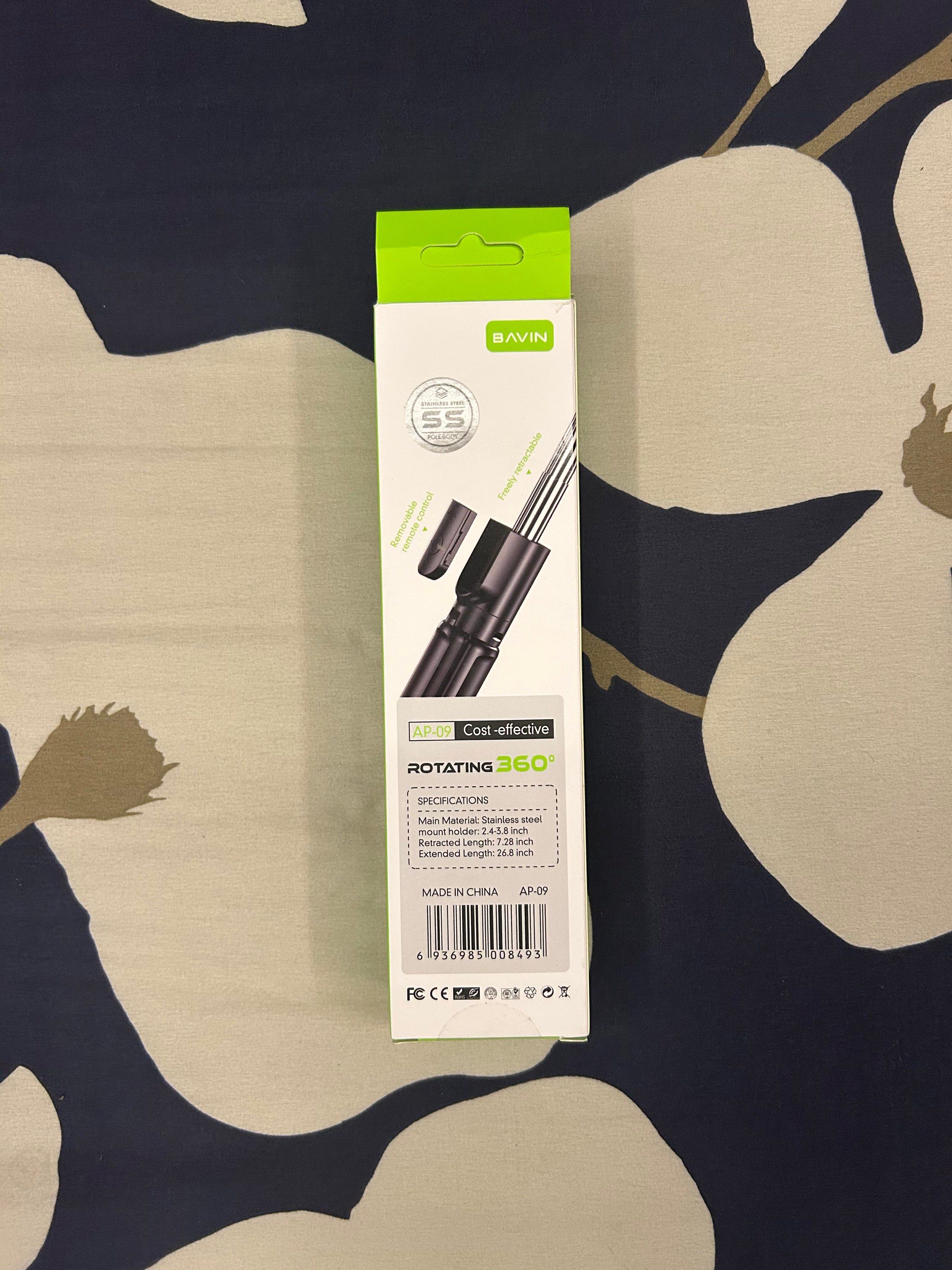 Bavin Wireless Selfie Stick Tripod (Category: Tripods & Monopods) located in Quezon City. Submitted by argodiast3r0s (Listing ID 1417885011, Image 2). Description: Opened but never used Purchased in the mall; tape receipt already thrown away Bought for 1,200 PHP, selling for 900 RFS: not needed SPECIFICATIONS Material: Stainless steel and plastic Rotating mount holder: 2.4 x 3.8 inch Retracted length: 7.28 inch Extended length: 26.8 inch Comes wi