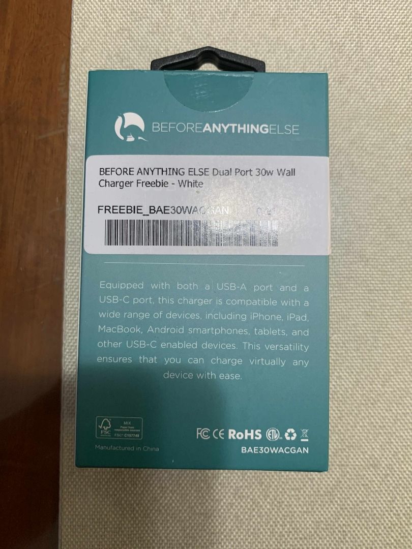 BEFORE ANYTHING ELSE Dual Port 30w Wall Charger (Category: Chargers & Cables) located in Makati City. Submitted by amplechin (Listing ID 1417850815, Image 2). Description: Selling BEFORE ANYTHING ELSE Dual Port 30w Wall Charger for Php 500 - mall price 890 - LAST PRICE Php 500 Cash on Delivery/Pick-up via LBC (+ shipping fee) Please leave a message if interested.