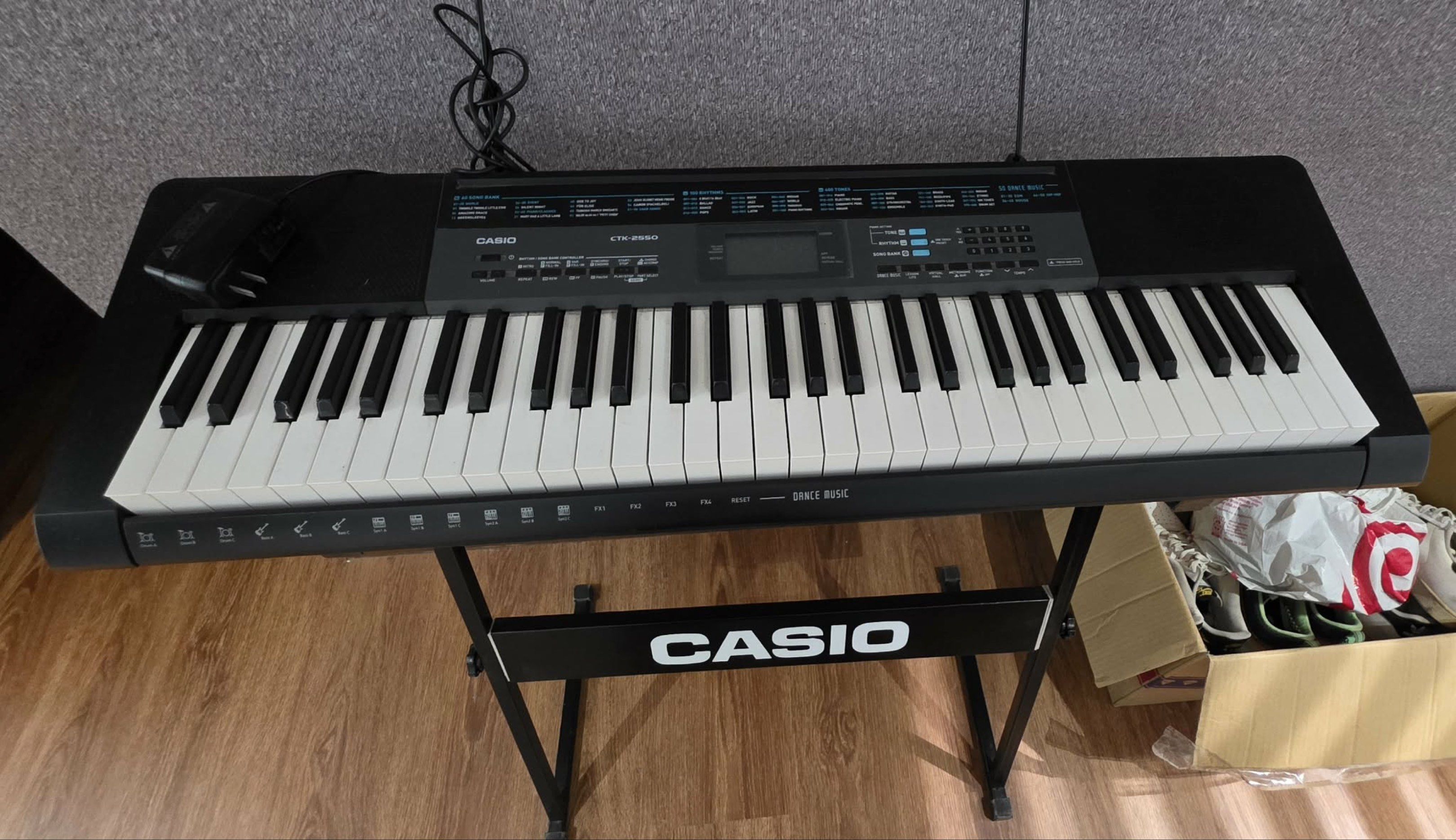 Casio CTK-2550 Keyboard (Category: Musical Instruments) located in Pasay City. Submitted by luizzzz710 (Listing ID 1417892244, Image 3). Description: Easy-to-play Keyboard - 61 Keys - 60 Built in Songs - 400 High Quality Tones - With Free Stand and Power Adaptor - Fully Working Condition (no issues) ❗️Price: 5,500 Mode of Payment: GCASH and Cash (only in CDO area for meetup) Delivery/Shipping Methods: Lalamove, J&T Express, and LBC (shipping or d