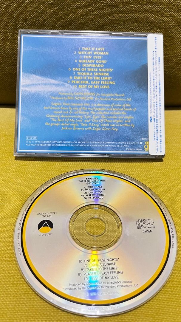 Eagles CD Greatest Hits Vol 1 & 2 日本舊版 膠側紙,