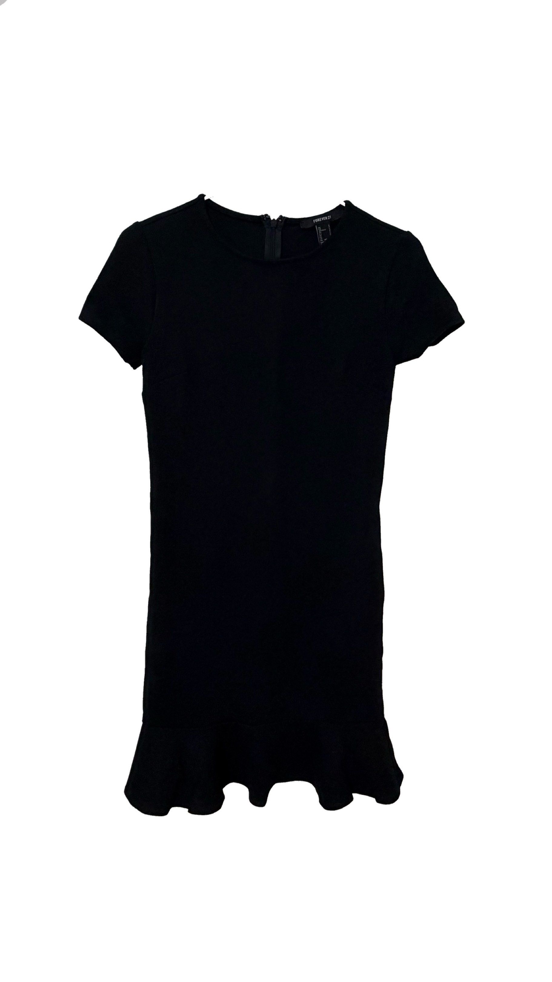 Forever 21 Black Ruffle Hem Dress (Category: Dresses) located in Makati City. Submitted by thewe_ph (Listing ID 1417881536, Image 1). Description: - Forever 21 black dress - Round neckline - Short sleeves - Fitted silhouette - Ruffle hem - Back zipper closure - Versatile for various occasions DM me for inquiries.
