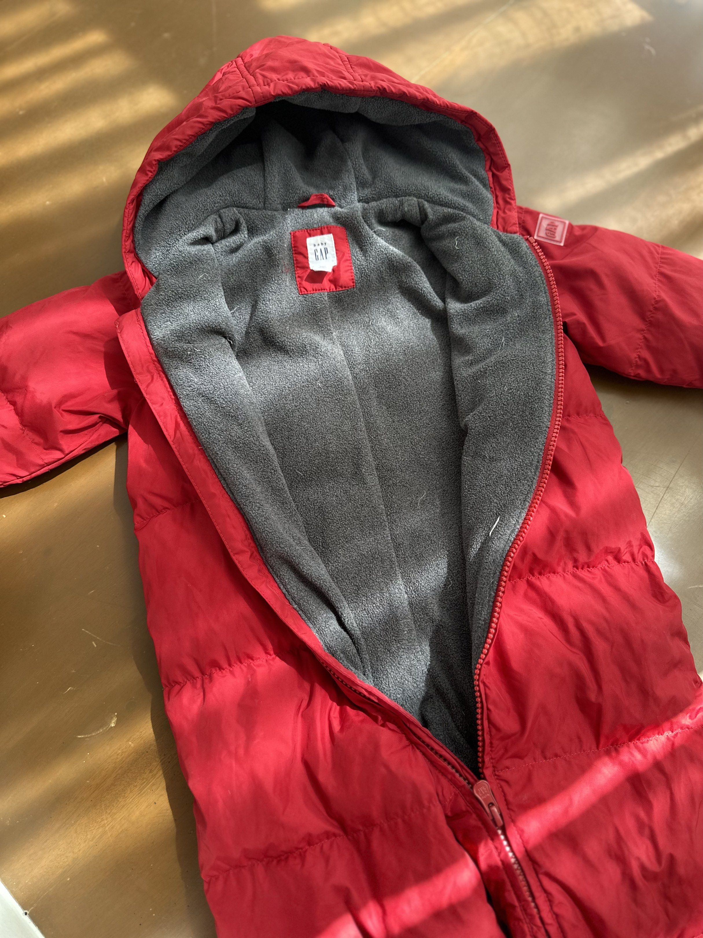 GAP PUFFER (Category: Babies & Kids Fashion) located in Bulacan. Submitted by declutteringm0m (Listing ID 1418011263, Image 3). Description: 18-24 months I have when worn photo pm lang po .