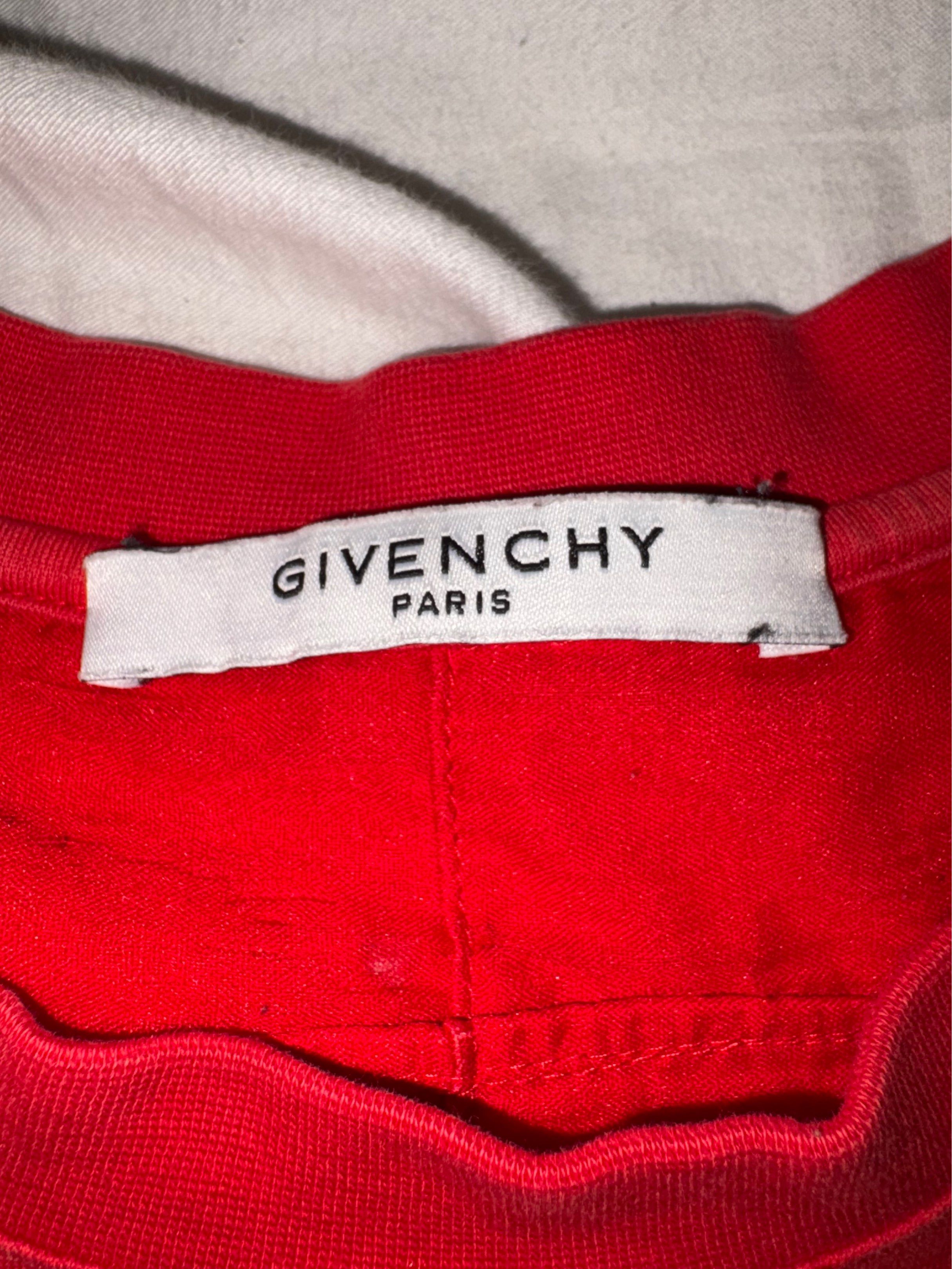 Givenchy Paris Distressed T-shirt - Red (Category: Tshirts & Polo Shirts ) located in Taguig. Submitted by homieplugph (Listing ID 1417996175, Image 3). Description: - Authentic Givenchy Paris T-shirt - Red color - Distressed design - Givenchy Paris logo on front - Size: XS (fits medium body fit) - Comfortable fabric - Stylish - Authentic not thrifted.