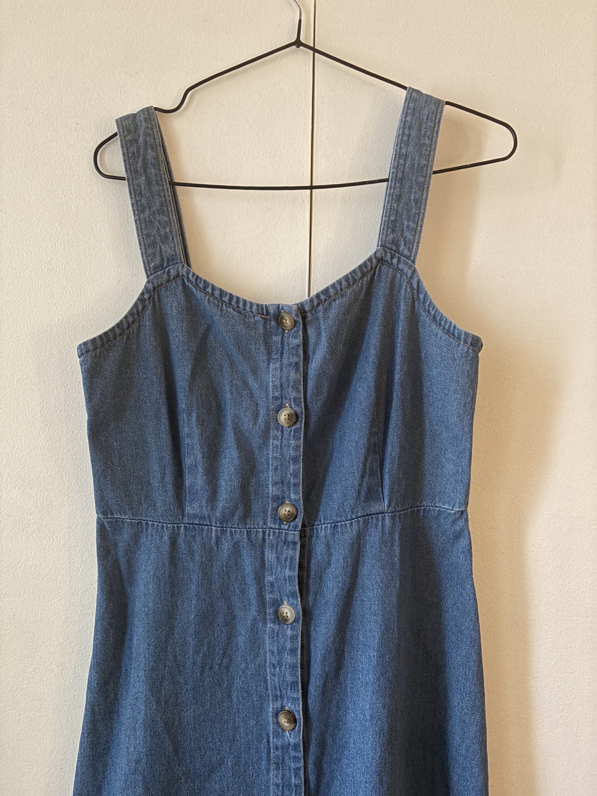 GU Denim Button-Down Dress (Category: Dresses) located in Las Pinas. Submitted by slowcircle (Listing ID 1417905664, Image 2). Description: GU Mini Denim dress SIZE: SMALL TO MEDIUM Bust: 36 inches (has garter so stretch) Waistline: 30 inches Length: 40 inches .