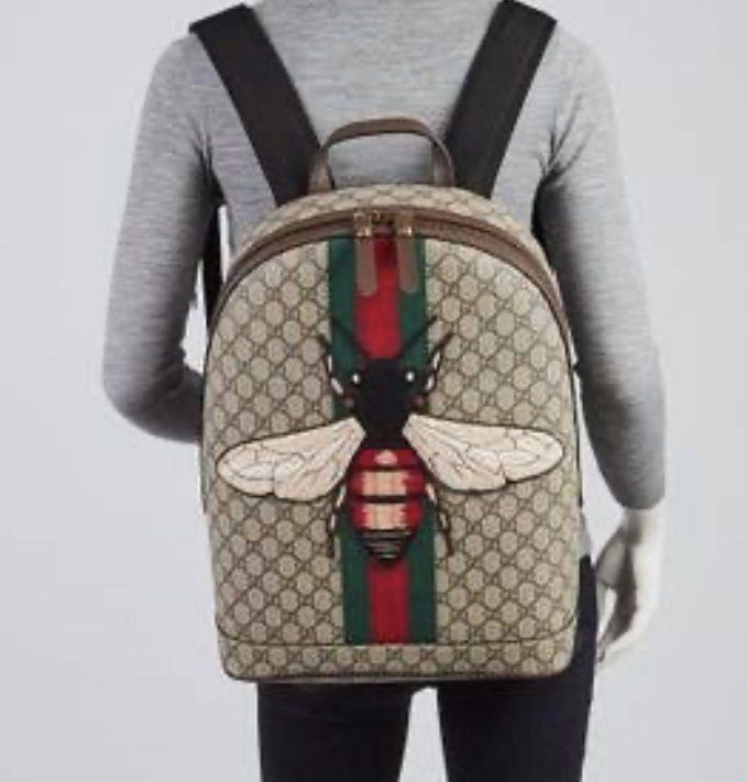 Gucci GG Supreme Monogram Animalier Bee Dome Backpack (Category: Luxury Bags & Wallets) located in Taguig. Submitted by declutteringmom314 (Listing ID 1417863767, Image 1). Description: - Authentic Gucci backpack - Iconic GG Supreme monogram - Eye-catching bee applique - Classic web stripe detail - Convenient top handle - Secure zip closure - Spacious interior - Comfortable, padded straps - Includes dust bag and Gucci shopping bag,signs of usage.