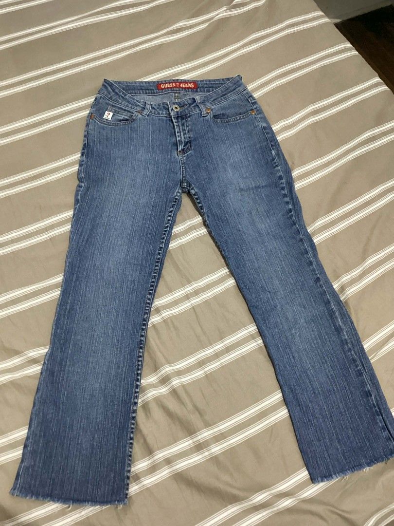 Guess Jeans Blue Denim Pants (Category: Jeans) located in Quezon City. Submitted by heejoobns (Listing ID 1417930428, Image 1). Description: - Classic Guess Jeans - Blue denim wash - Mid-rise waist - Straight leg fit - Iconic Guess logo - Versatile for casual wear.