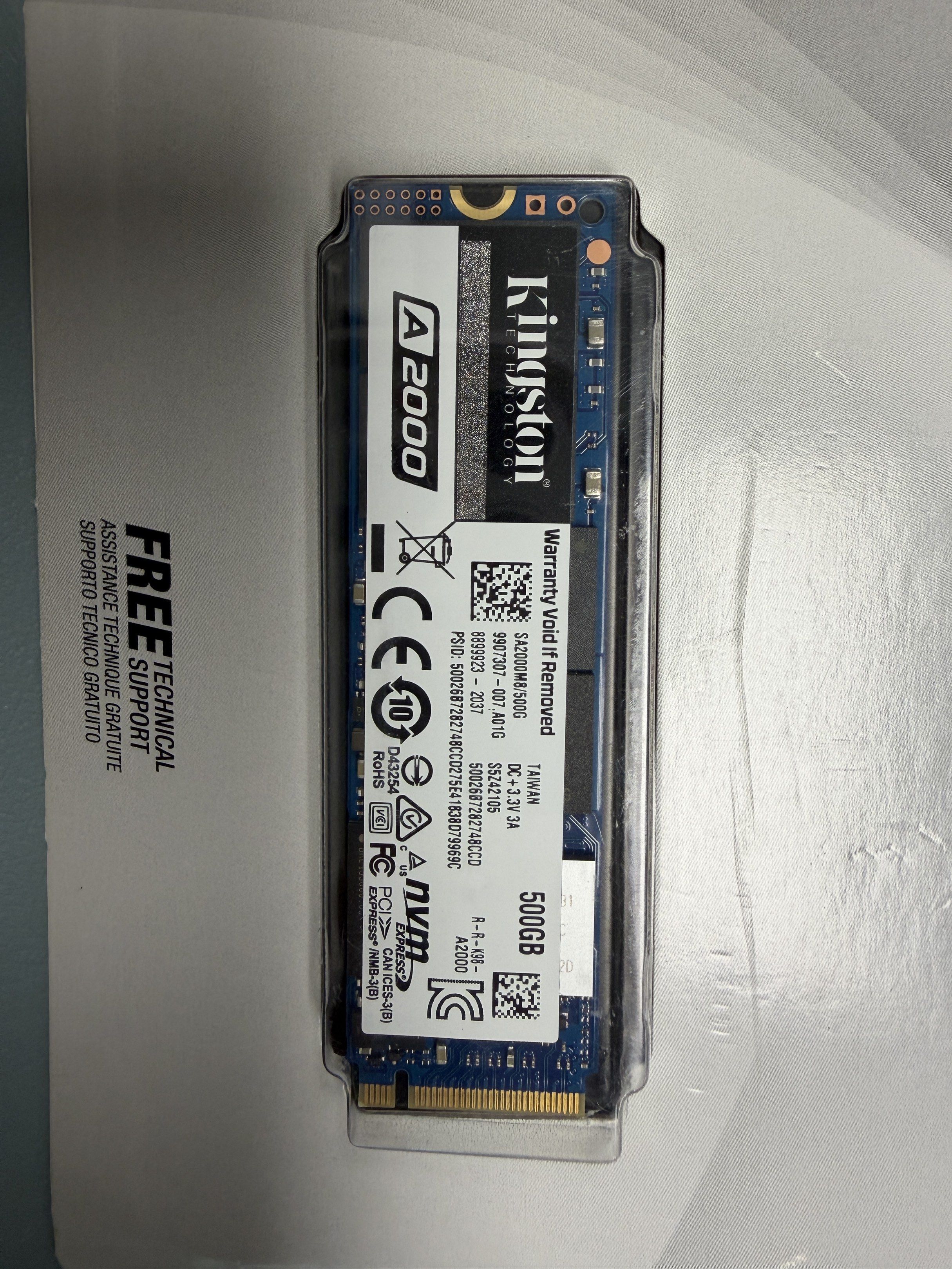 Kingston A2000 500GB NVMe SSD (Category: Hard Disks & Thumbdrives) located in San Juan City. Submitted by ifel4u (Listing ID 1417874270, Image 2). Description: 500gB Kingston SSD NVMe.