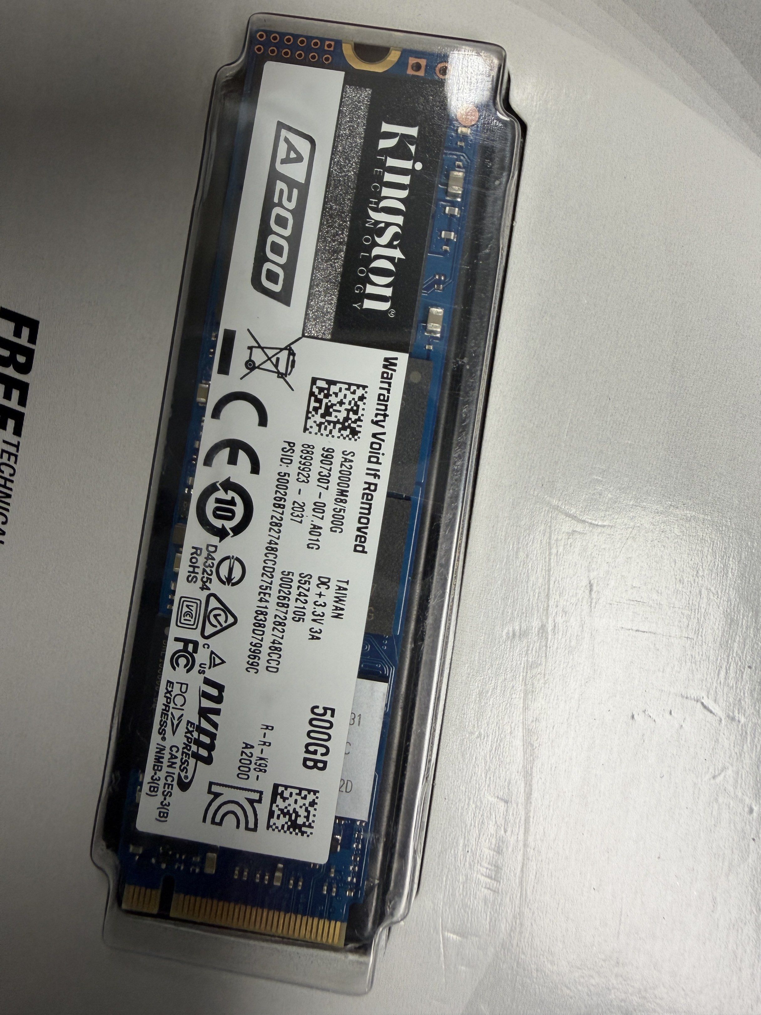 Kingston A2000 500GB NVMe SSD (Category: Hard Disks & Thumbdrives) located in San Juan City. Submitted by ifel4u (Listing ID 1417874270, Image 3). Description: 500gB Kingston SSD NVMe.