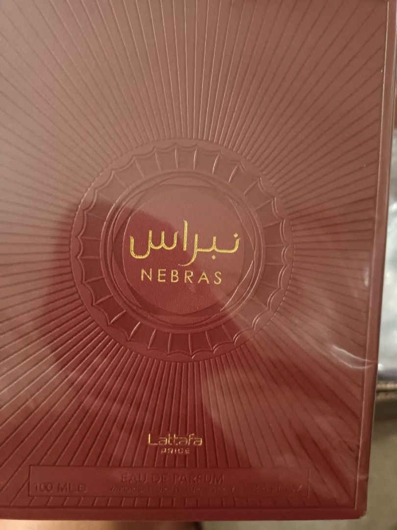 Lattafa Nebras Eau de Parfum 100ml (Category: Fragrance & Deodorants) located in Quezon City. Submitted by and_business (Listing ID 1417861308, Image 1). Description: - Lattafa Nebras Eau de Parfum The Vibe: "The Gourmet Dream. A viral sensation that smells like high-end chocolate and creamy vanilla." Profile: Widely known as the best alternative to Billie Eilish No. 1. Source: 100% Authentic UAE Stock (Sealed). Notes: Top: Red Berries, Mandarin 