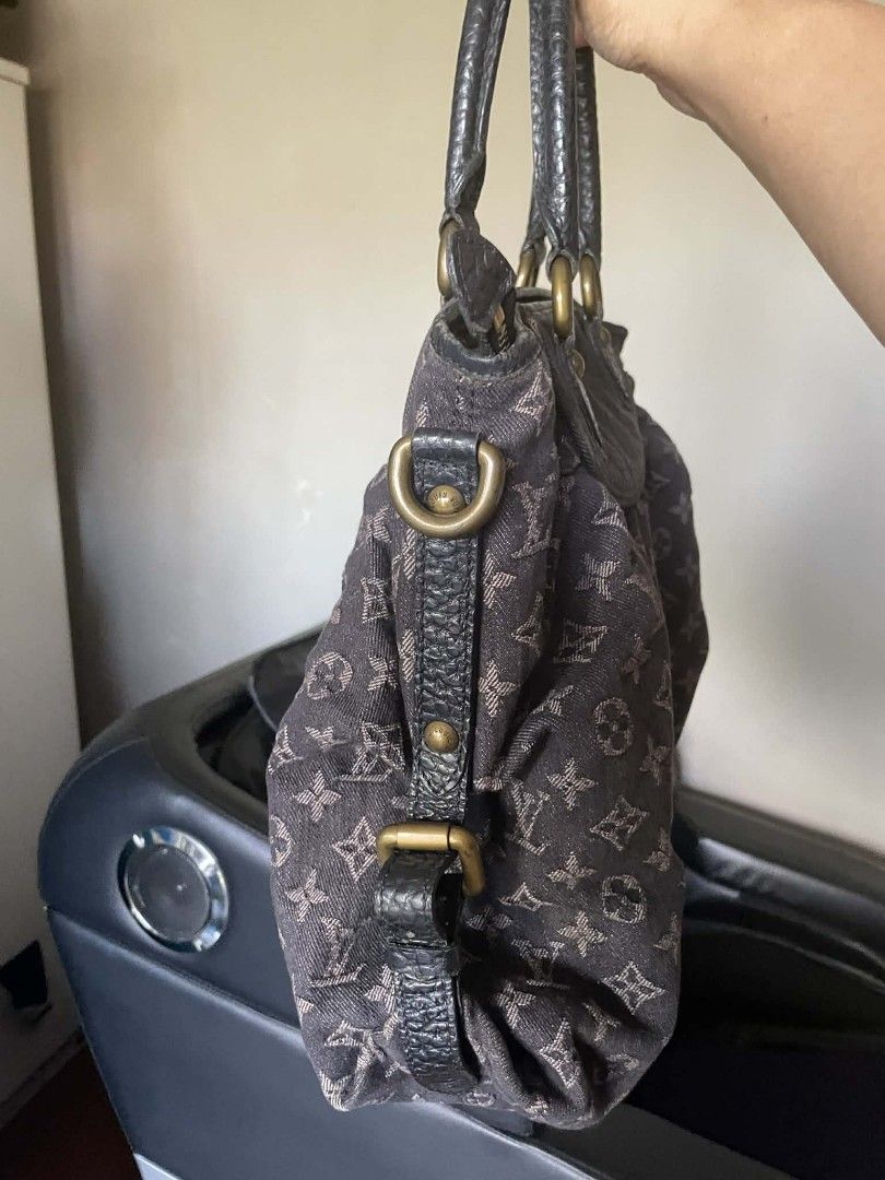 Louis Vuitton Denim Handbag (Category: Luxury Bags & Wallets) located in Quezon City. Submitted by PreLovedByMrsAL (Listing ID 1417833899, Image 3). Description: - Denim exterior with LV monogram - Top handle and detachable shoulder strap can be added - Gold-tone hardware - Leather accents - Stylish and functional design - Vintage condition - NGA thus selling very very low while there are heat stamp and all it's already blurred and will not count